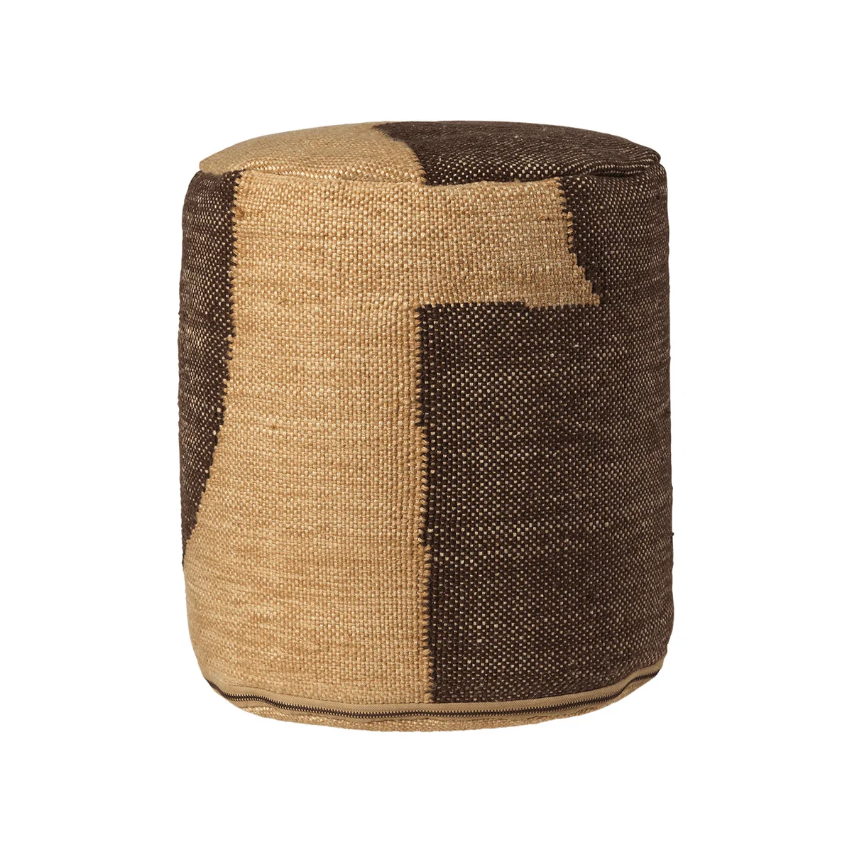 Ferm Living - Forene Cylinder Pouf, havane / chocolat Ferm Living - Forene Cylinder Pouf, havane / chocolat