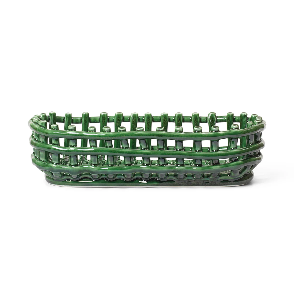 Ferm Living - Corbeille en céramique ovale, emerald green Ferm Living - Corbeille en céramique ovale, emerald green