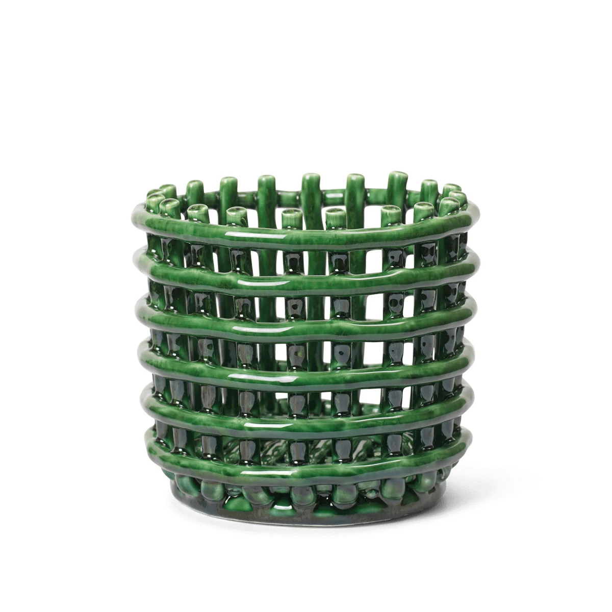 Ferm Living - Corbeille en céramique, petite, emerald green Ferm Living - Corbeille en céramique, petite, emerald green