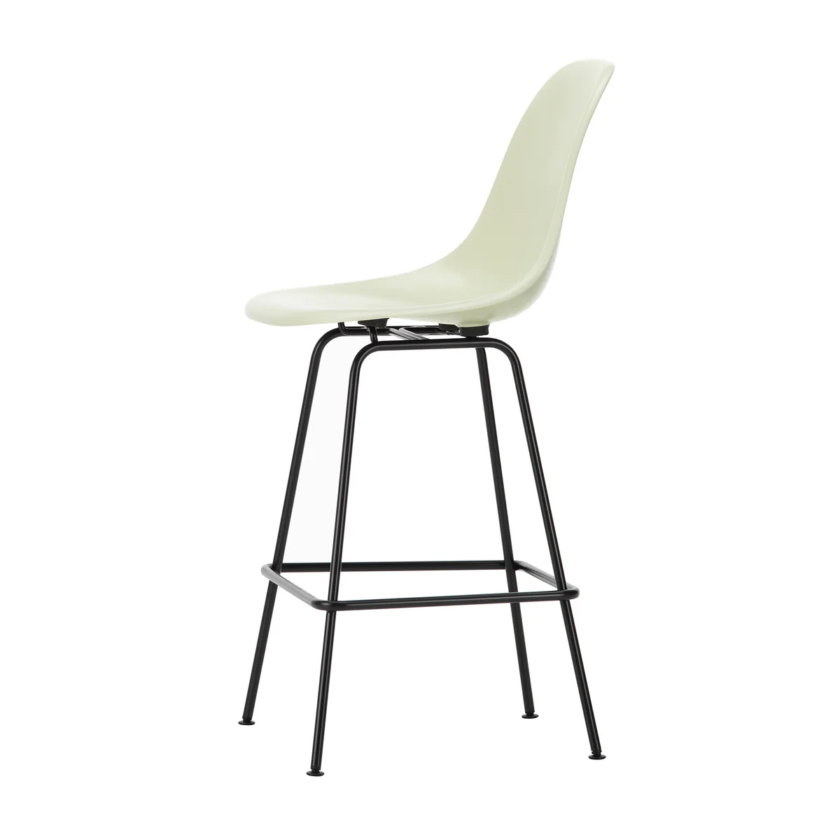 Vitra - Eames Fiberglass Chaise de bar, medium, basic dark / parchment (patins en feutre)