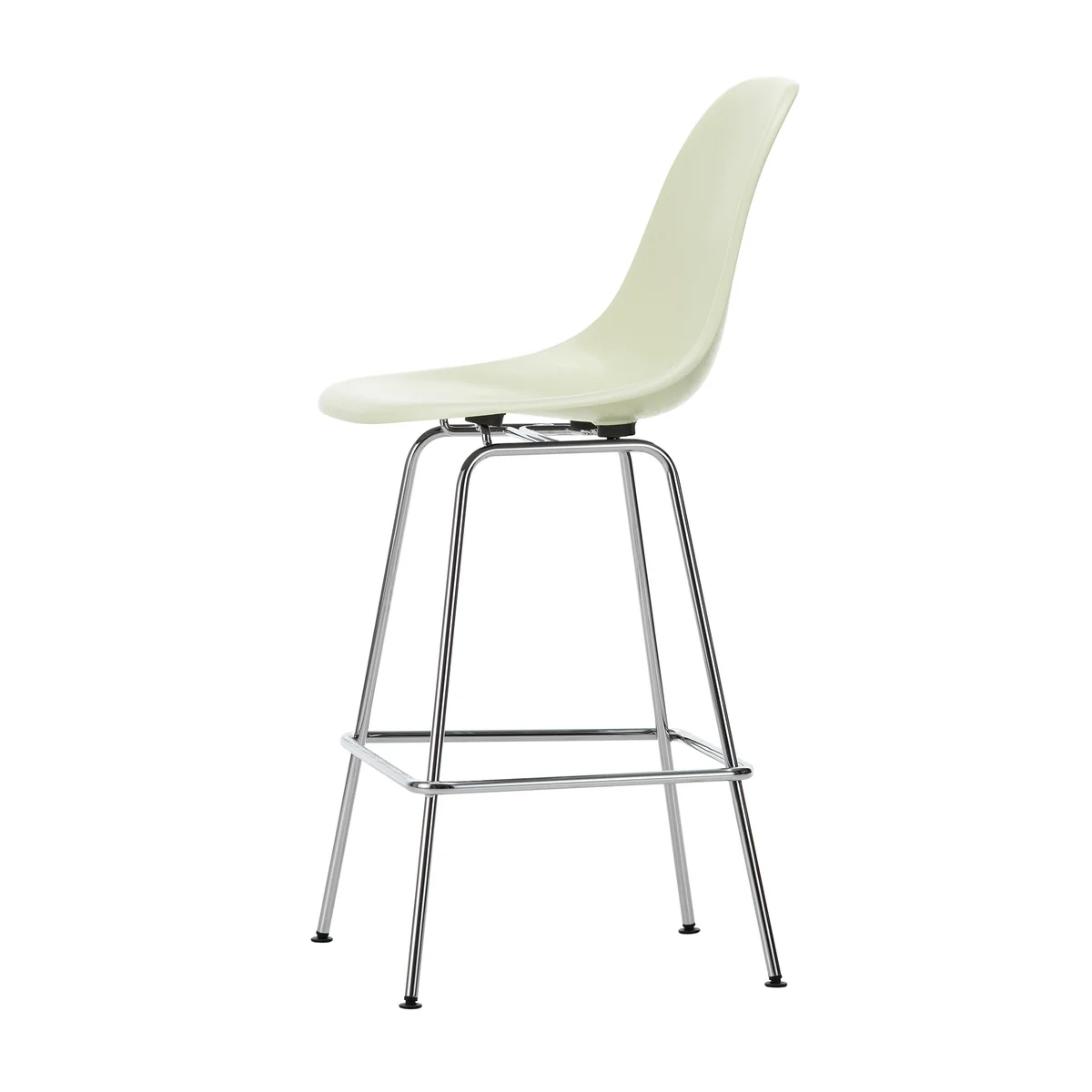 Vitra - Eames Fiberglass Chaise de bar, medium, chromé / parchment (patins en feutre)