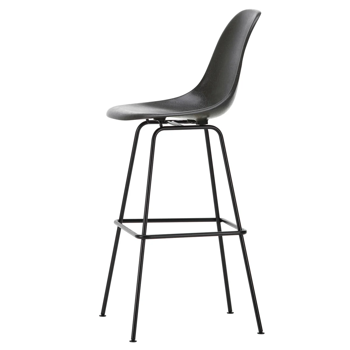 Vitra - Eames Fiberglass Chaise de bar, haute, basic dark / elephant hide-grey (patins en feutre)