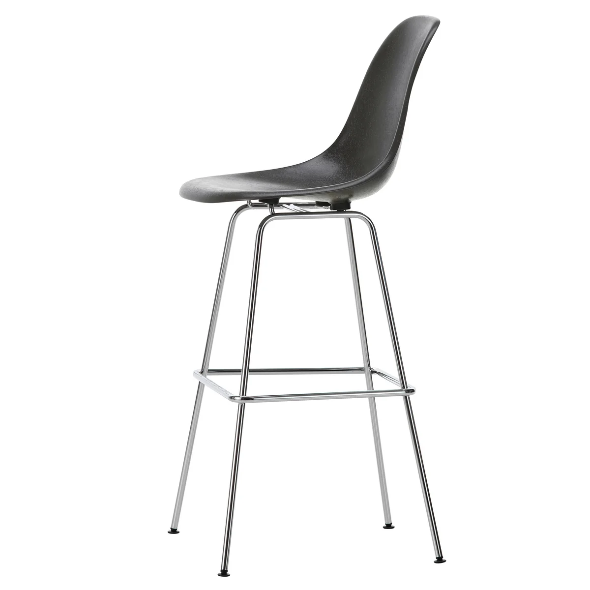 Vitra - Eames Fiberglass Chaise de bar, haute, chromée / elephant hide-grey (patins en feutre)