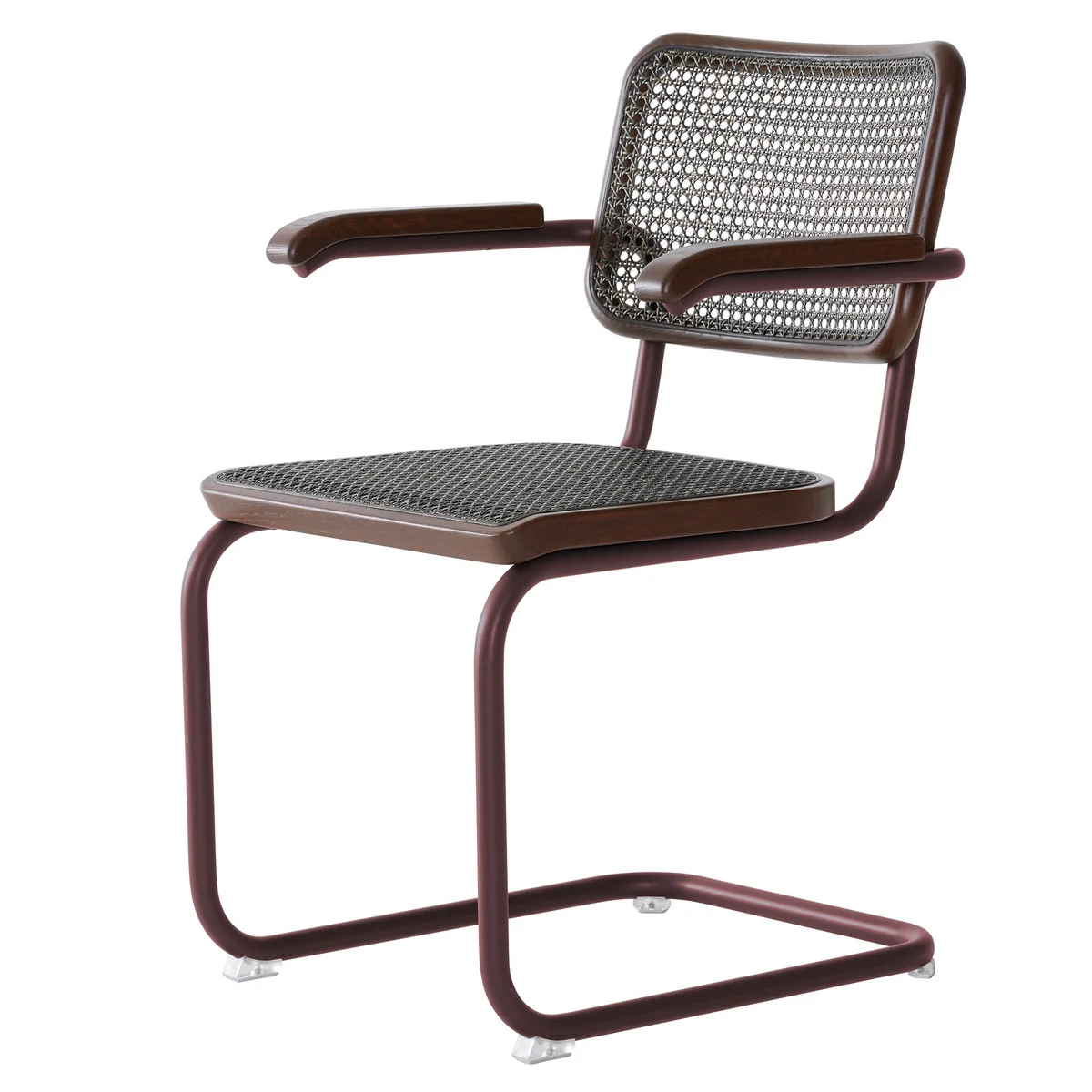 Thonet - S 64 V Chaise avec accoudoirs, châtaignier / chêne teinté / cannage avec tissu de soutien en plastique dark melange