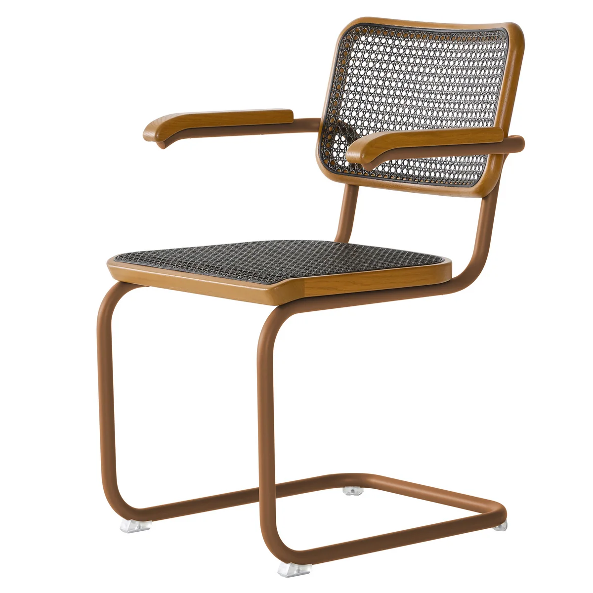 Thonet - S 64 V Fauteuil, ambre / chêne teinté / cannage avec tissu de soutien synthétique dark melange Thonet - S 64 V Fauteuil, ambre / chêne teinté / cannage avec tissu de soutien synthétique dark melange