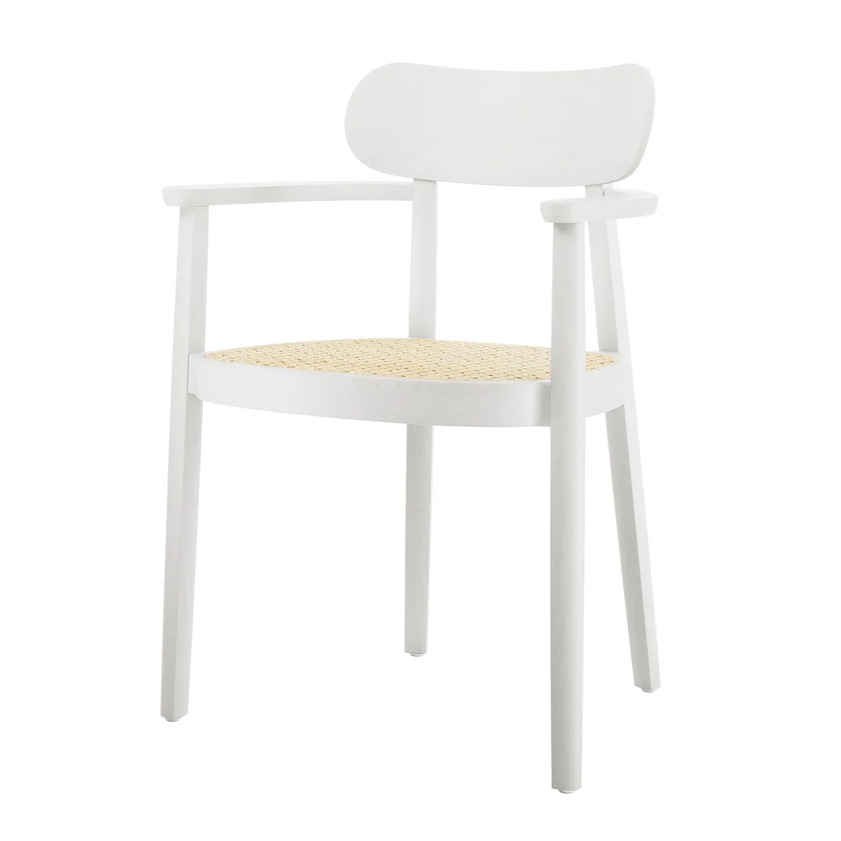 Thonet - 118 FV Chaise avec accoudoirs cannée, hêtre lasuré blanc (TP200)