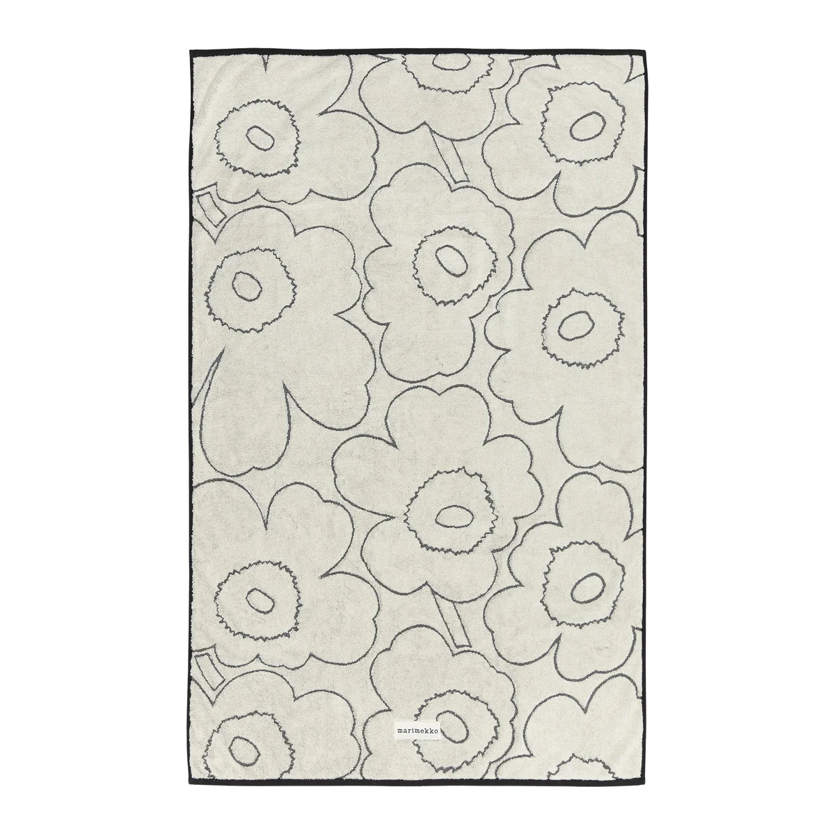 Marimekko - Piirto Unikko drap de bain, 100 x 160 cm, ivoire / noir