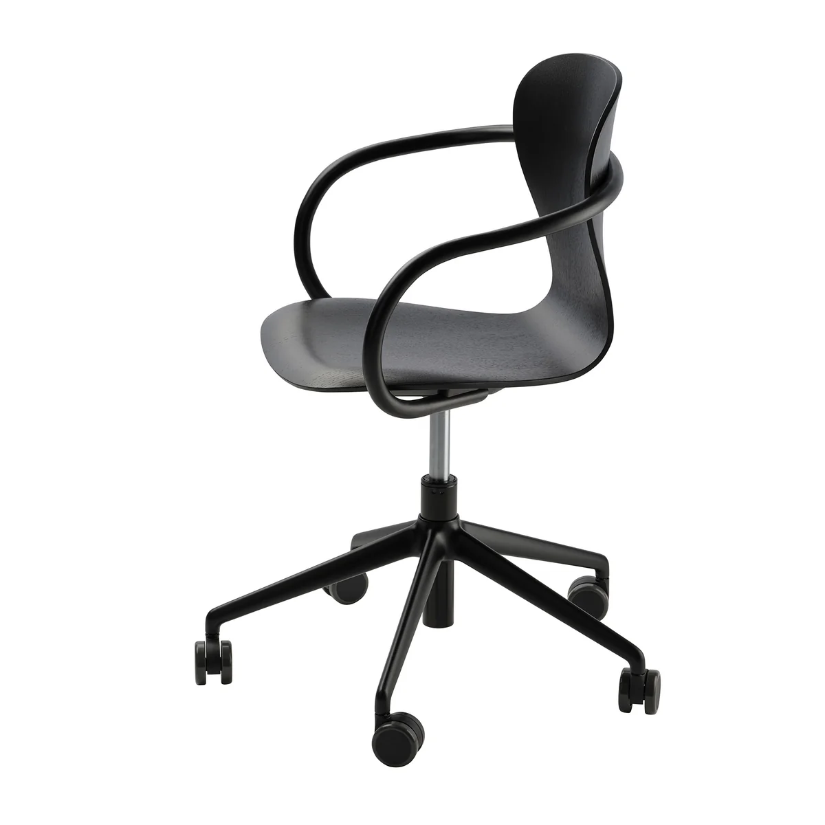 Thonet - S 220 FDRW Chaise pivotante à roulettes, chêne noir / piétement aluminium noir Thonet - S 220 FDRW Chaise pivotante à roulettes, chêne noir / piétement aluminium noir