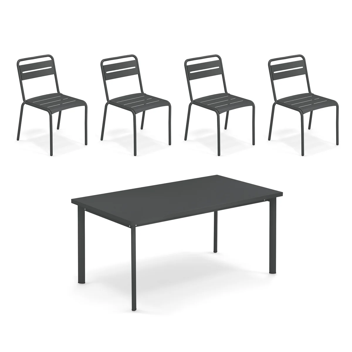 Emu - Star Outdoor Table 160 x 90 cm + chaise (set de 4), fer antique