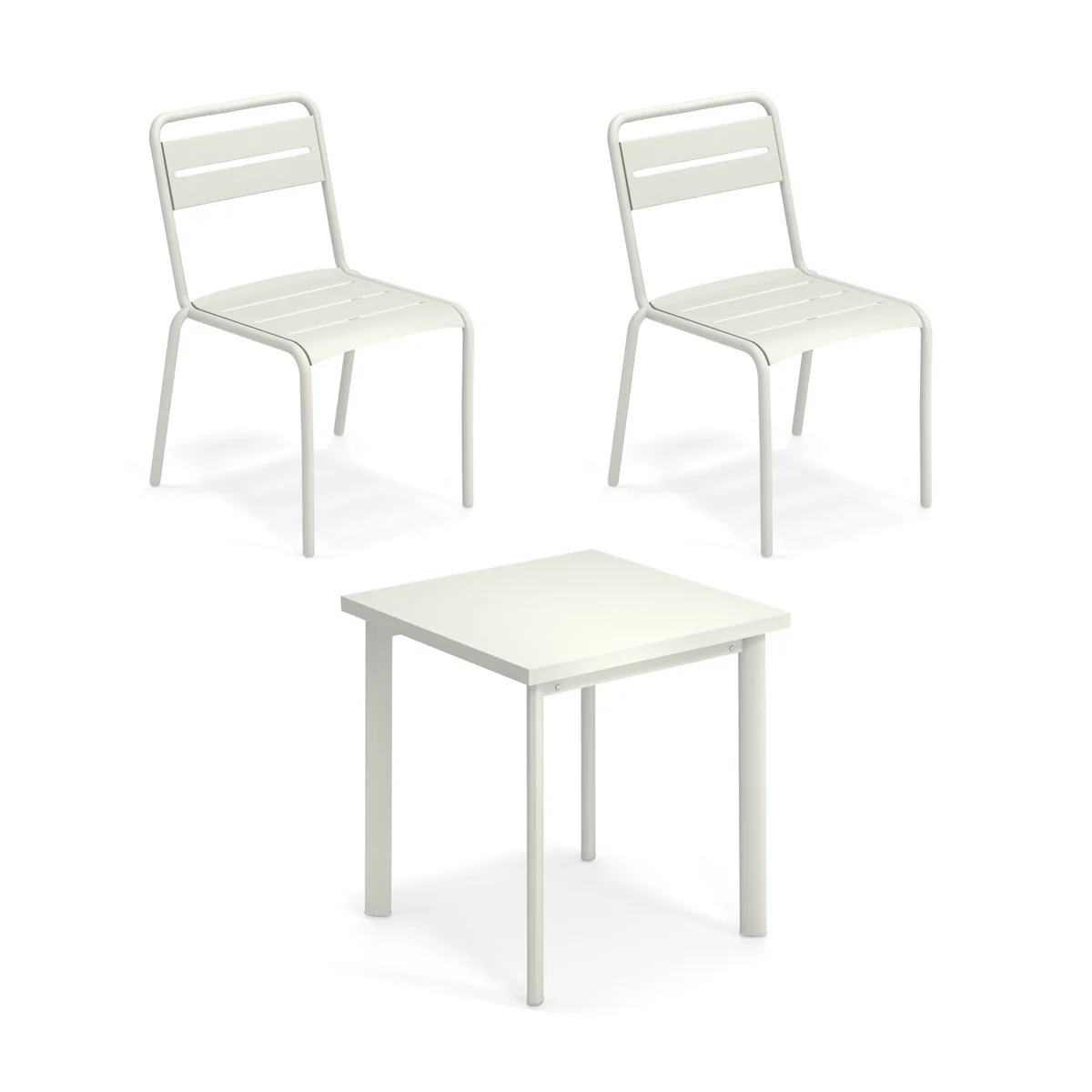 Emu - Star Outdoor Table 70 x 70 cm + chaise (set de 2), blanc Emu - Star Outdoor Table 70 x 70 cm + chaise (set de 2), blanc