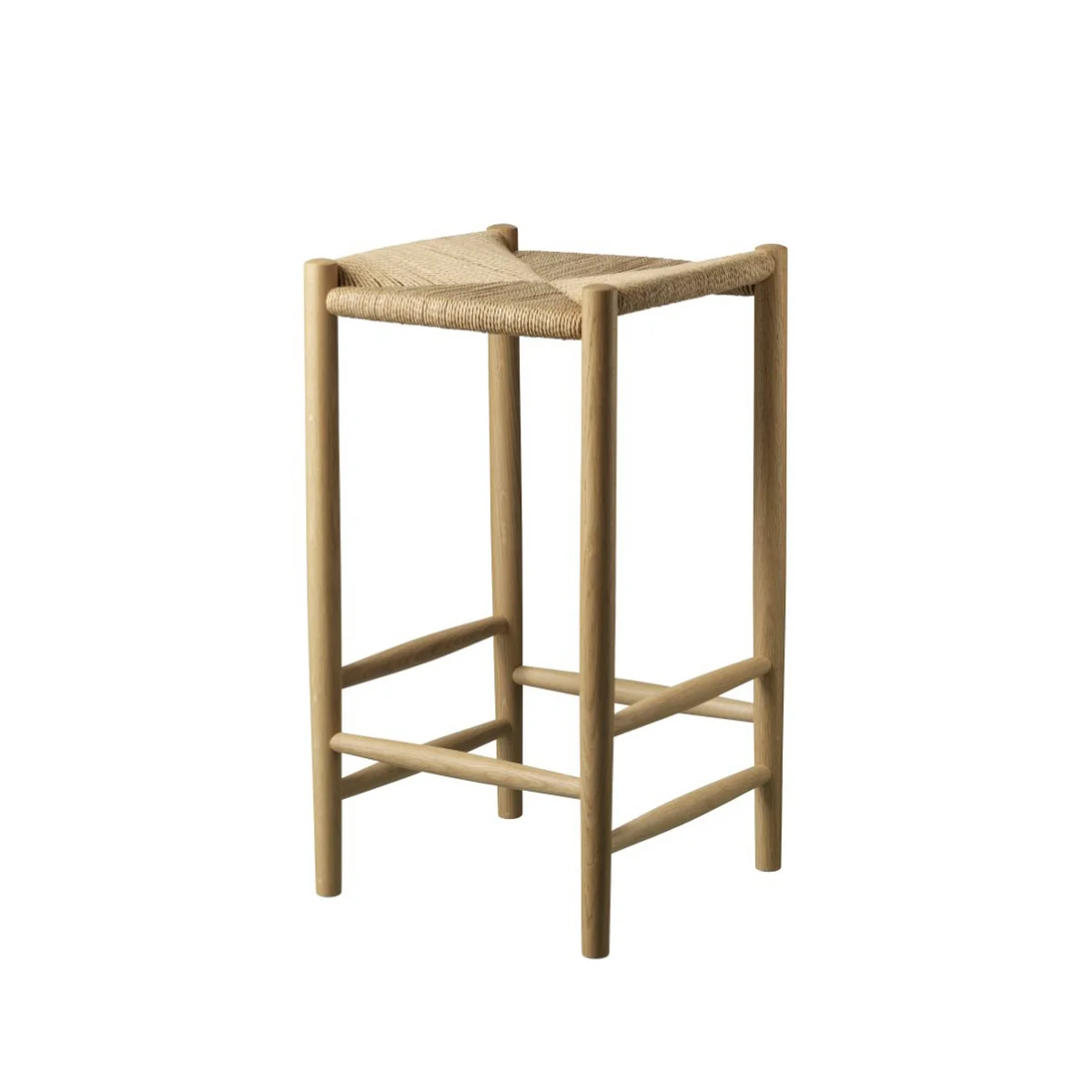 FDB Møbler - Jørgen Bækmark Tabouret de bar J164C, H 67 cm, chêne naturel / ficelle de papier FDB Møbler - Jørgen Bækmark Tabouret de bar J164C, H 67 cm, chêne naturel / ficelle de papier