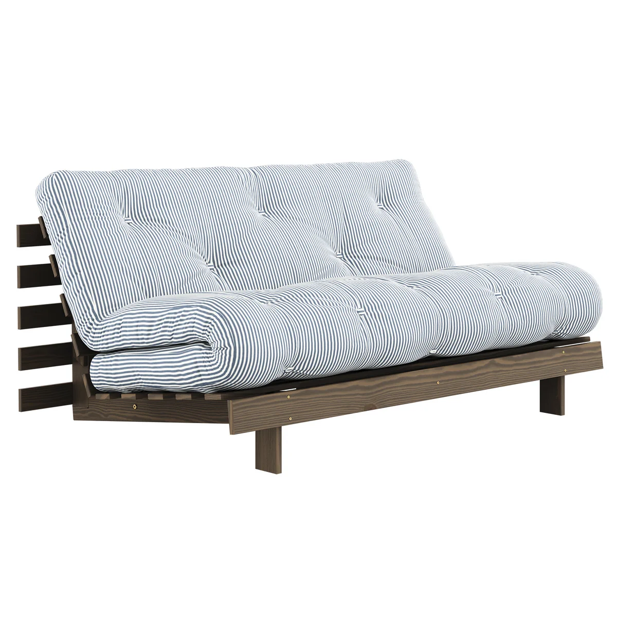 Karup - Roots Canapé-lit, 160 x 200 cm, pin brun carbone / bleu plage