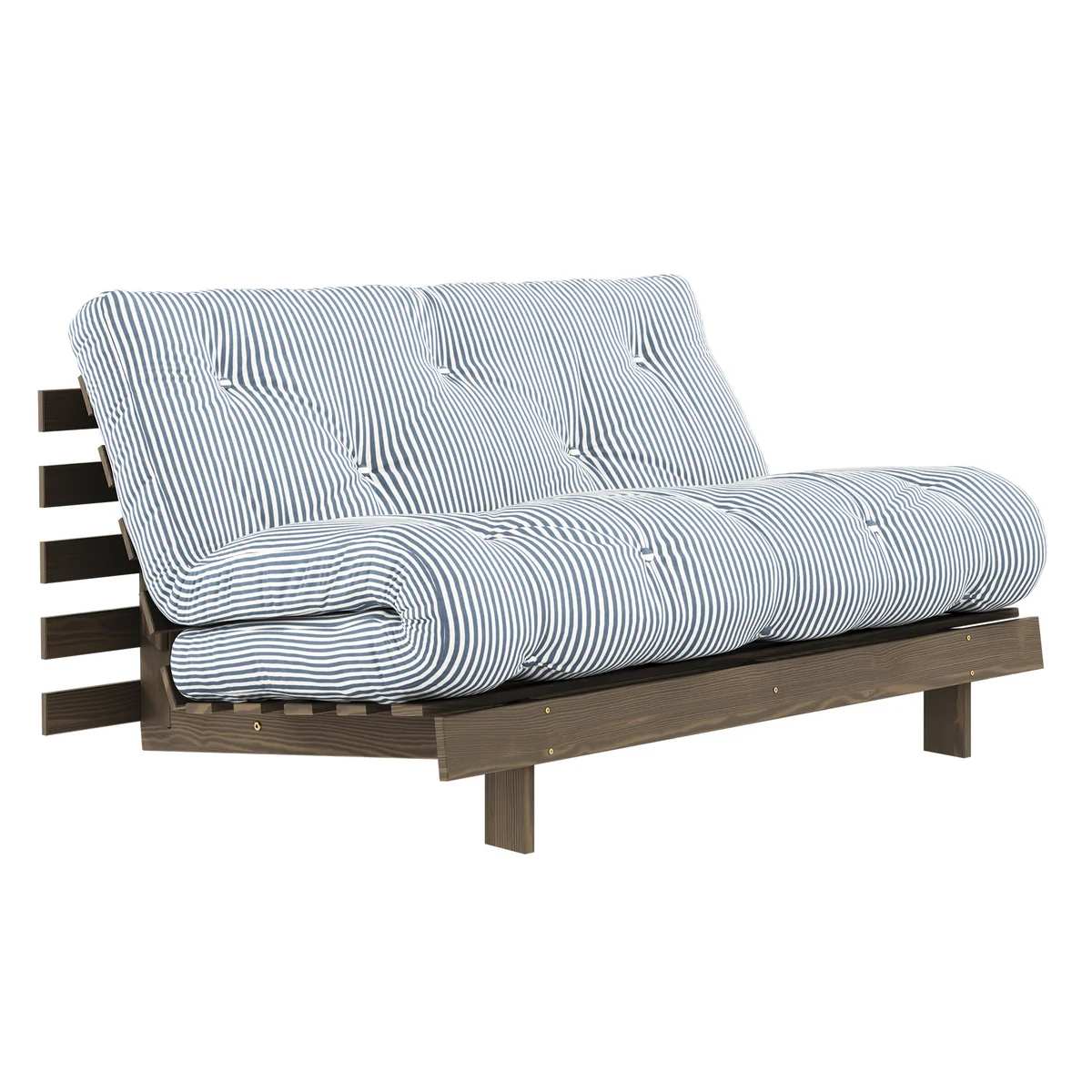 Karup - Roots Canapé-lit, 140 x 200 cm, pin brun carbone / bleu plage