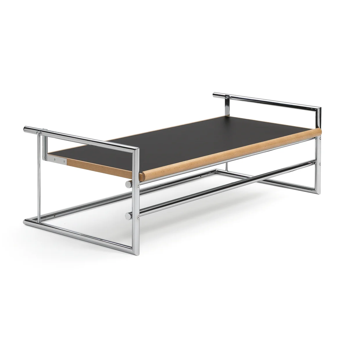 ClassiCon - Menton Table d'appoint, pivotante, hêtre naturel / chrome / linoléum noir / gris