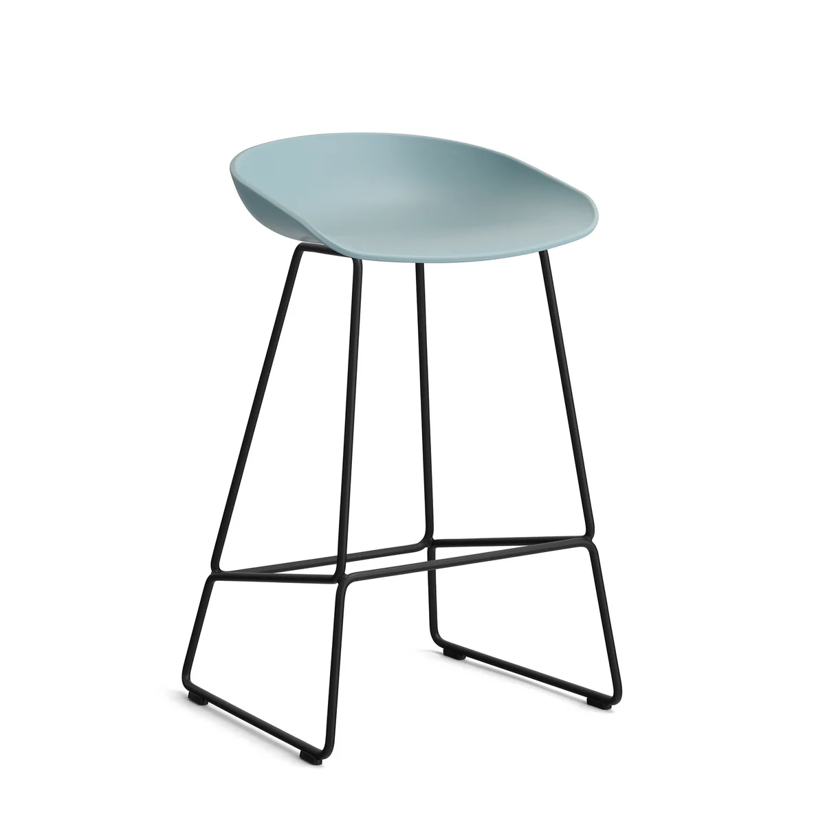 HAY - About A Stool AAS 38 Tabouret de bar H 76, noir / dusty blue 2. 0 (patins en feutre)