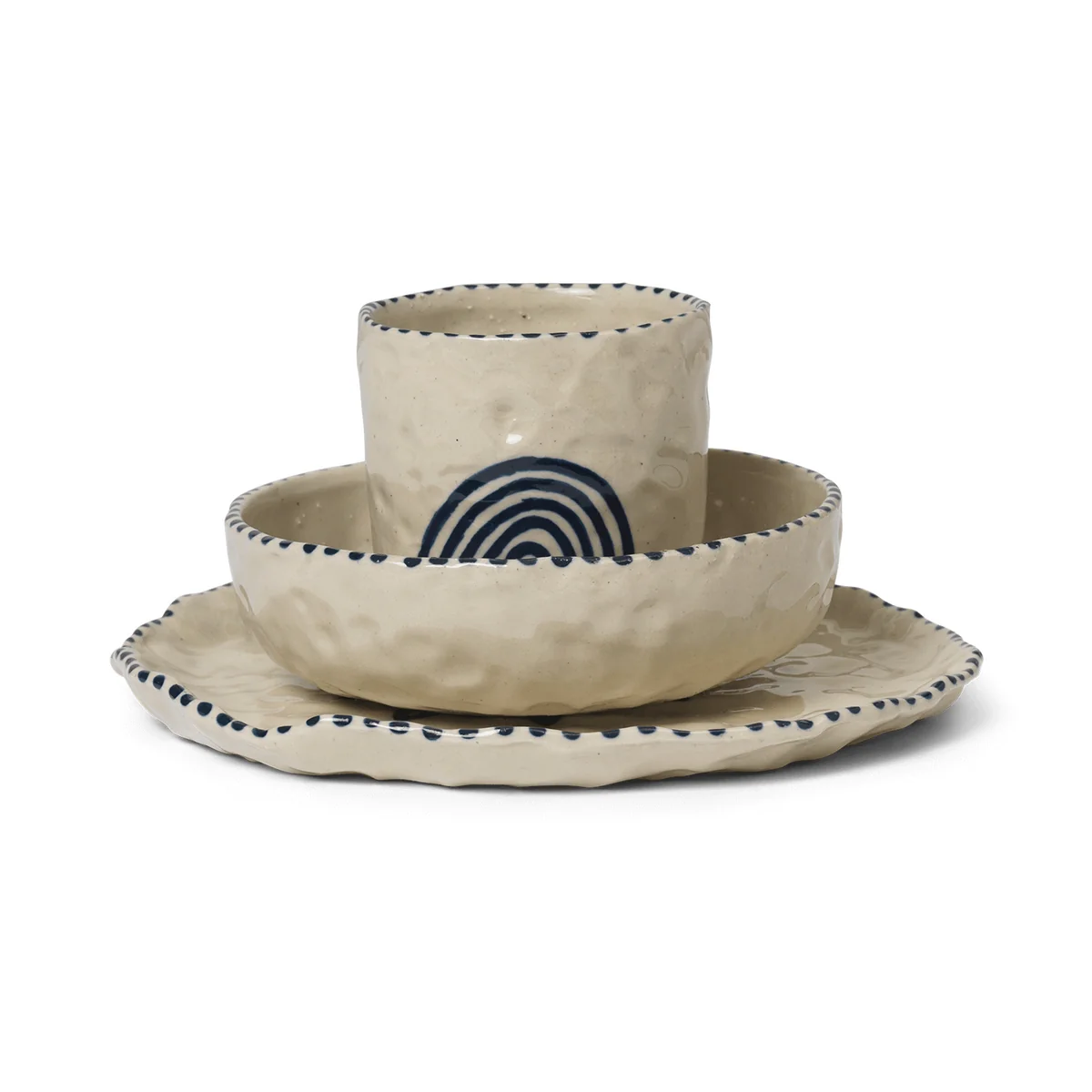 Ferm Living - Naive Ceramic Set, bleu foncé
