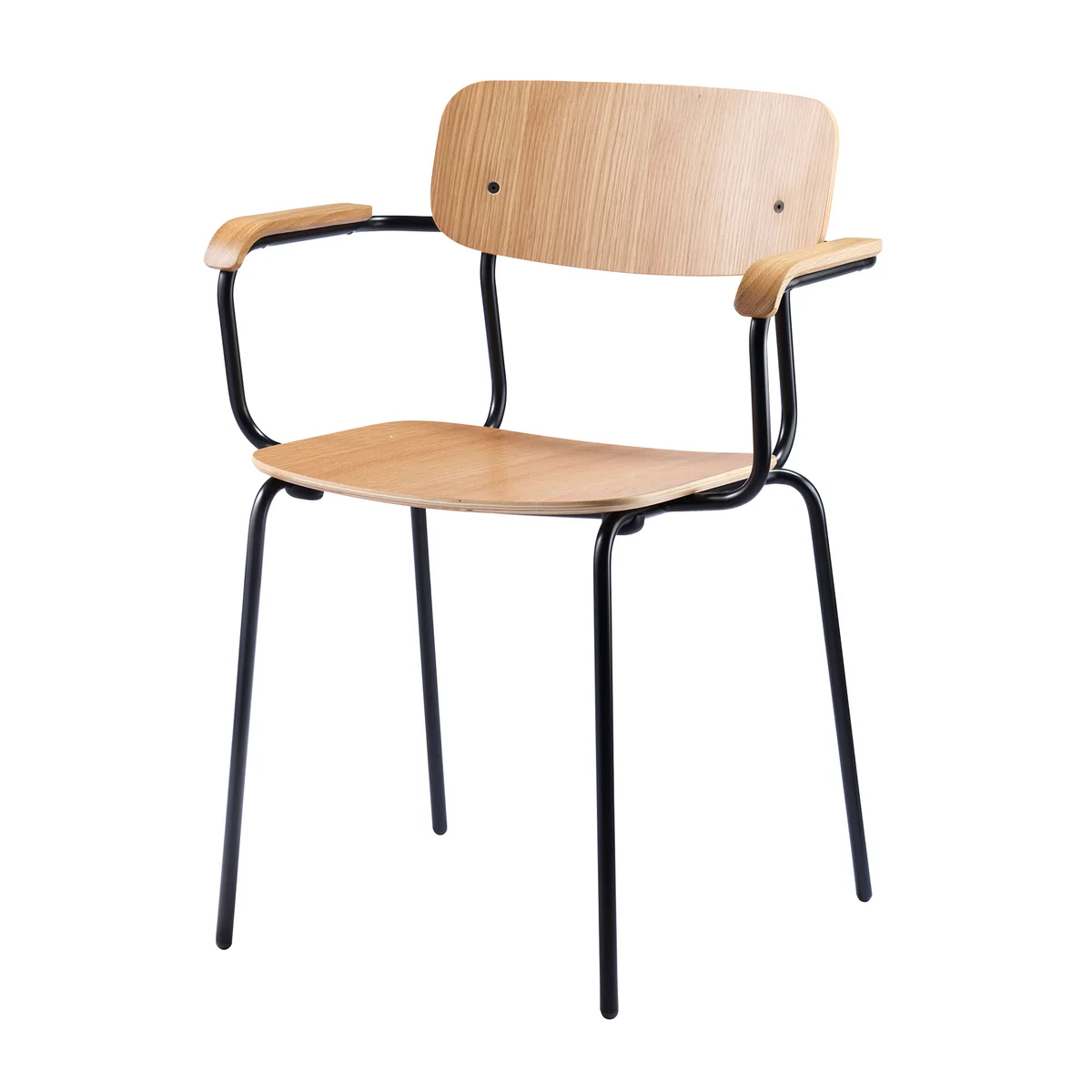 FDB Møbler - J182 Chaise avec accoudoirs Holmen, noir / chêne