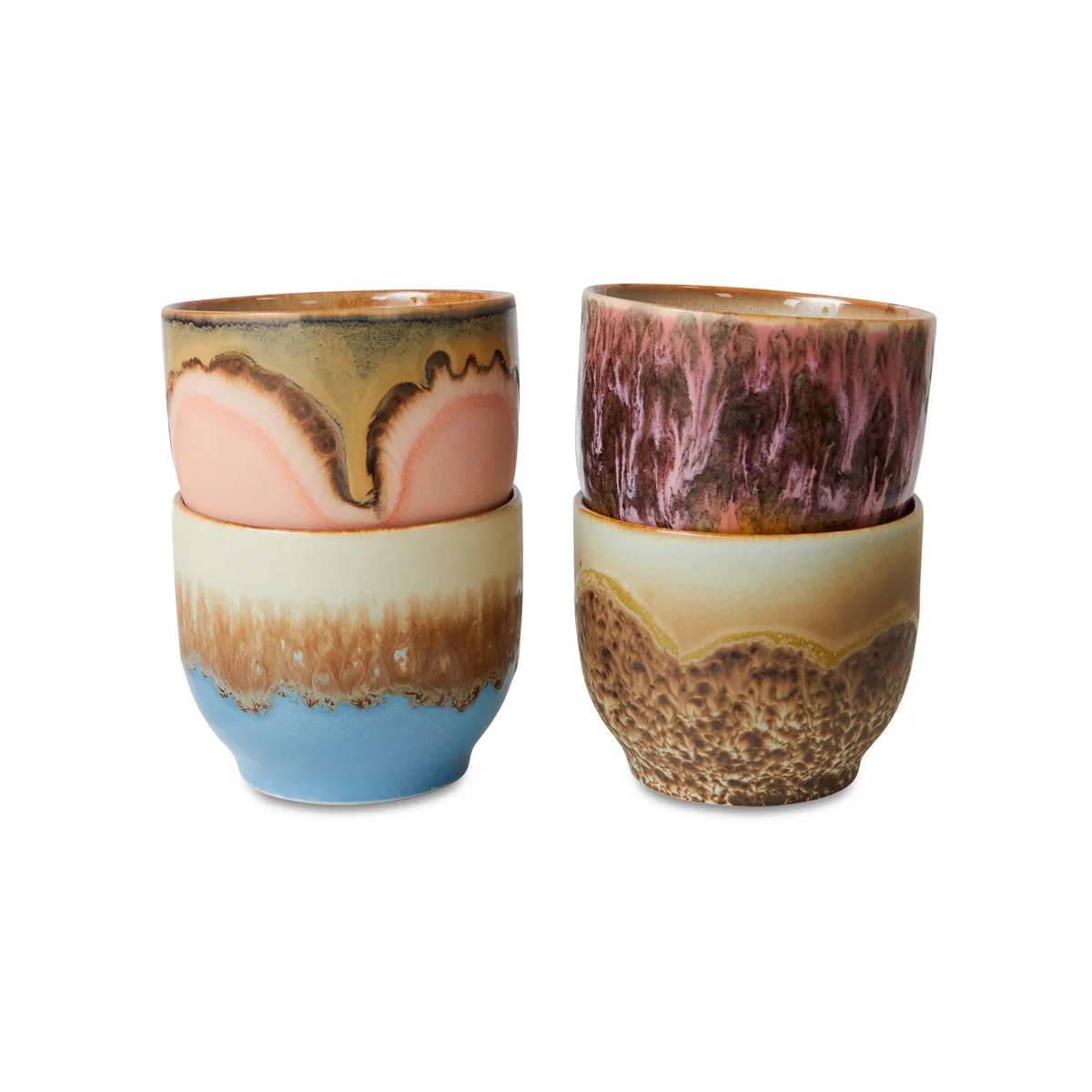 Hkliving - 70's Café Tasse ronde 250 ml, lagoon (set de 4)