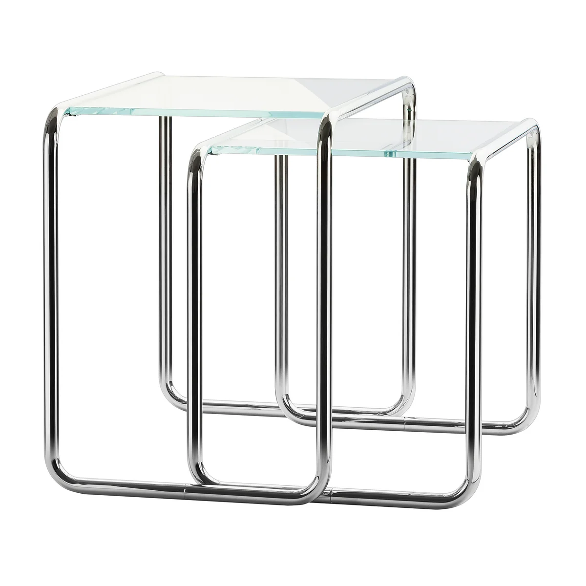 Thonet - B 9 Set de table d'ensemble, a + b, chrome / verre blanc opalin taillé en diamant