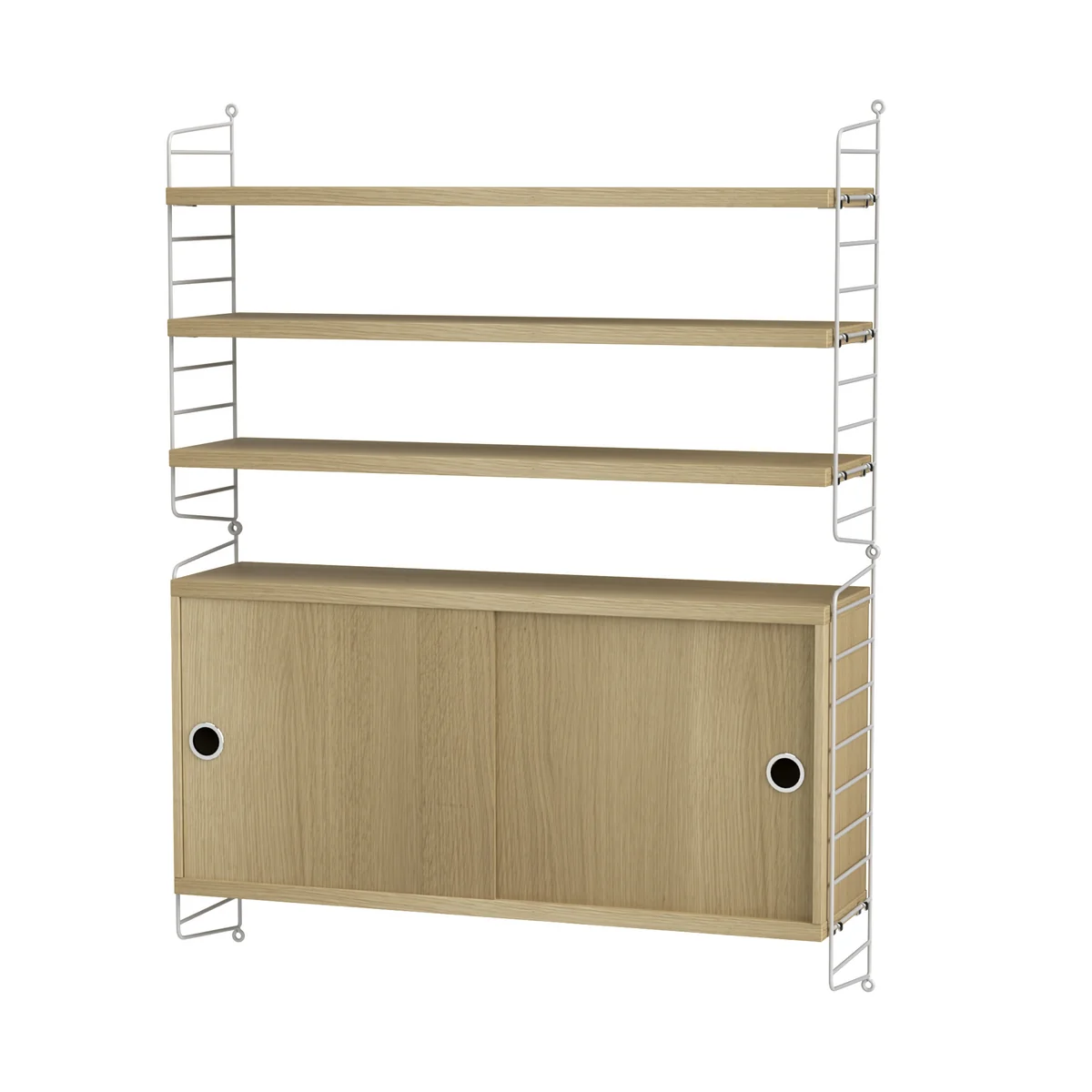 String - Étagère murale avec placard, 78 x 100 x 20 cm, chêne / blanc String - Étagère murale avec placard, 78 x 100 x 20 cm, chêne / blanc