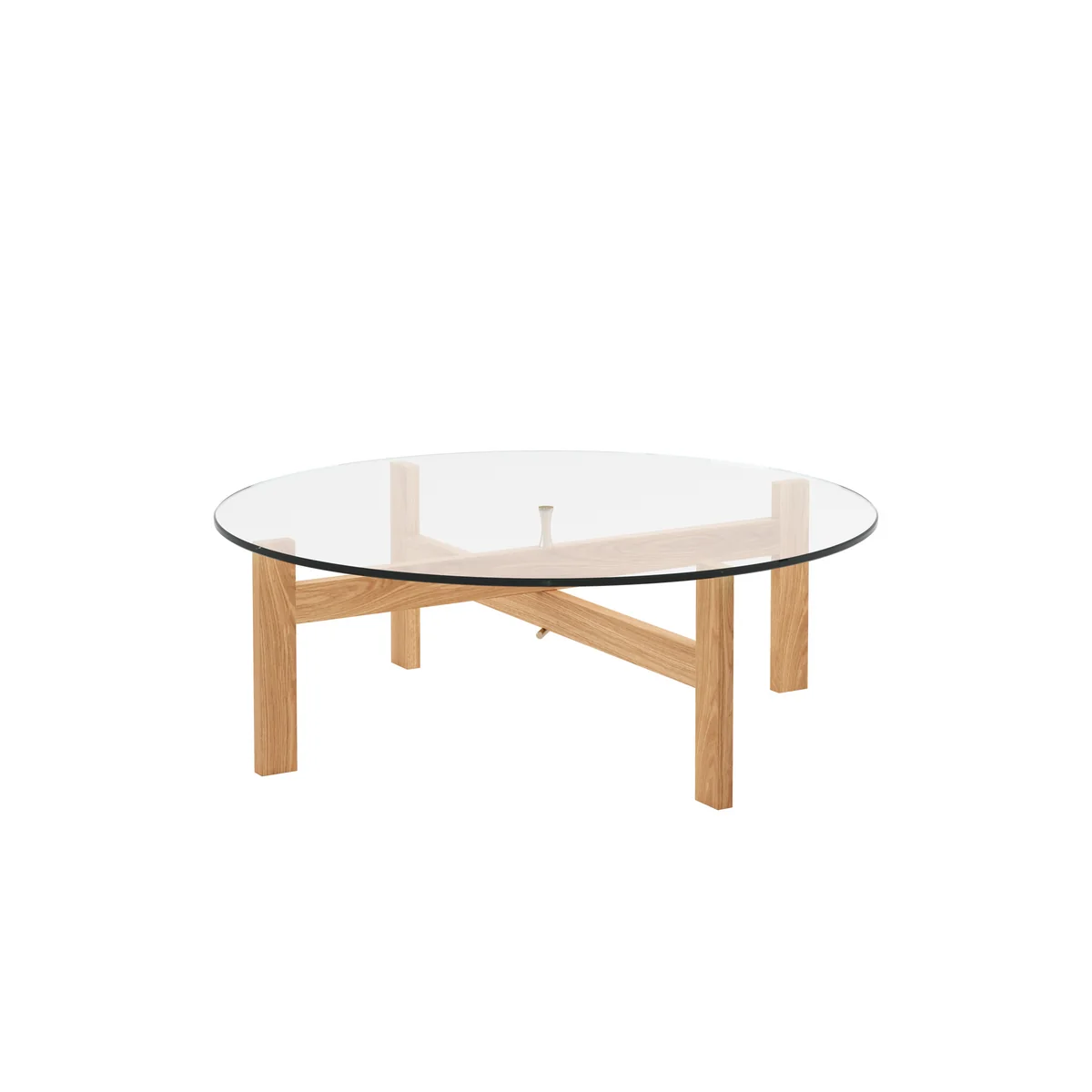 MOEBE - Coffee Table, Ø 88 cm, chêne naturel / verre