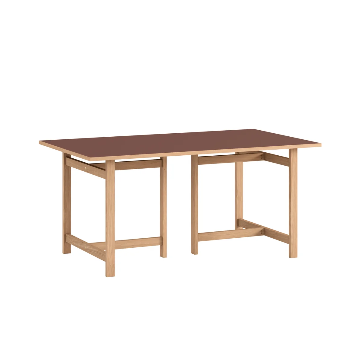 MOEBE - Table de salle à manger, 90 x 160 cm, chêne naturel / bourgogne