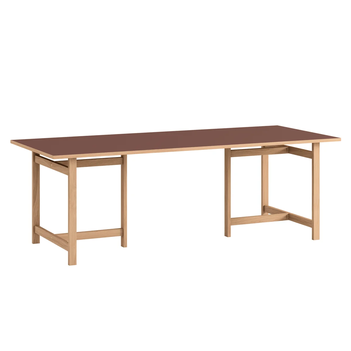 MOEBE - Table de salle à manger, 90 x 220 cm, chêne naturel / bourgogne