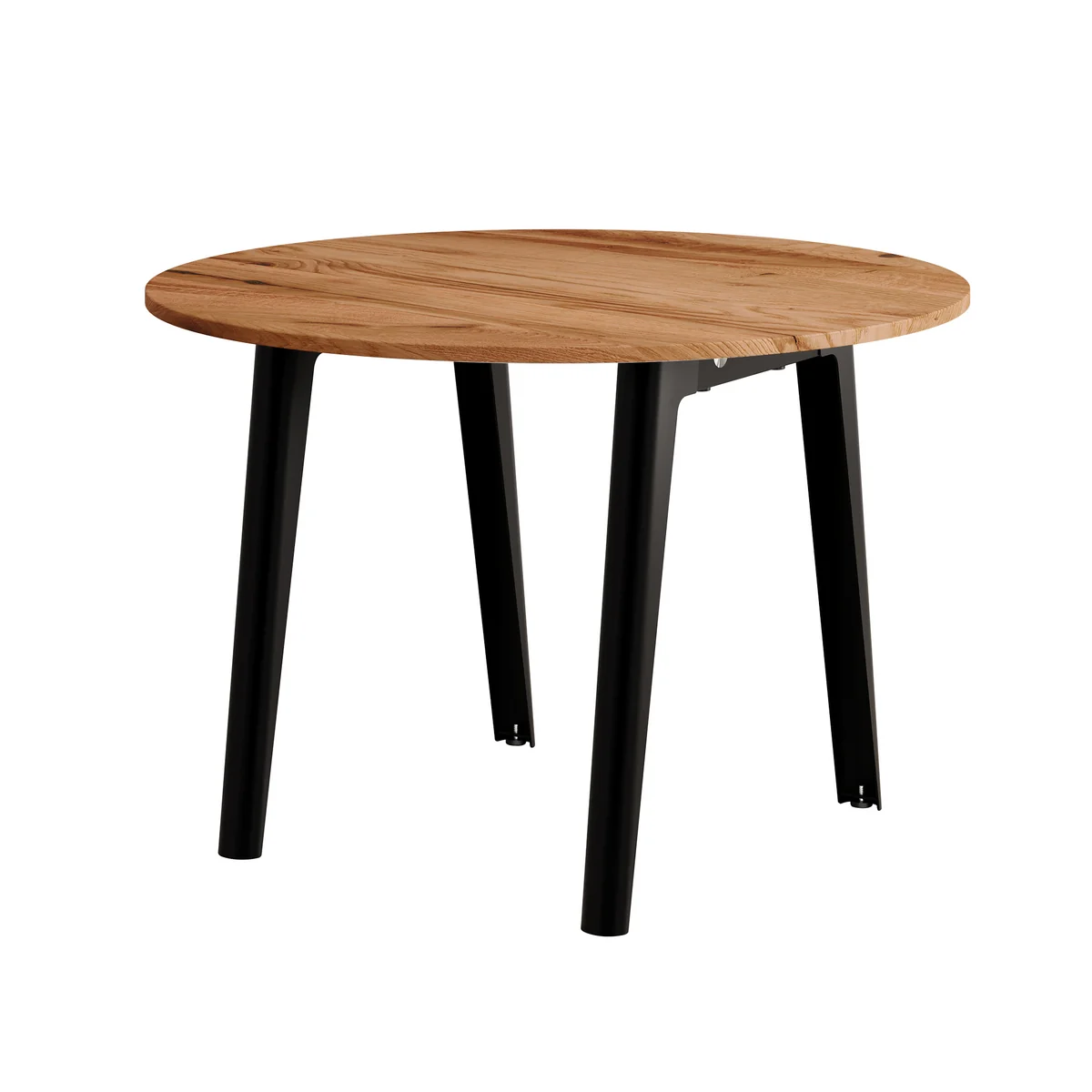TipToe - NEW MODERN Table de salle à manger Ø 110 cm, vieux bois recyclé / graphite noir