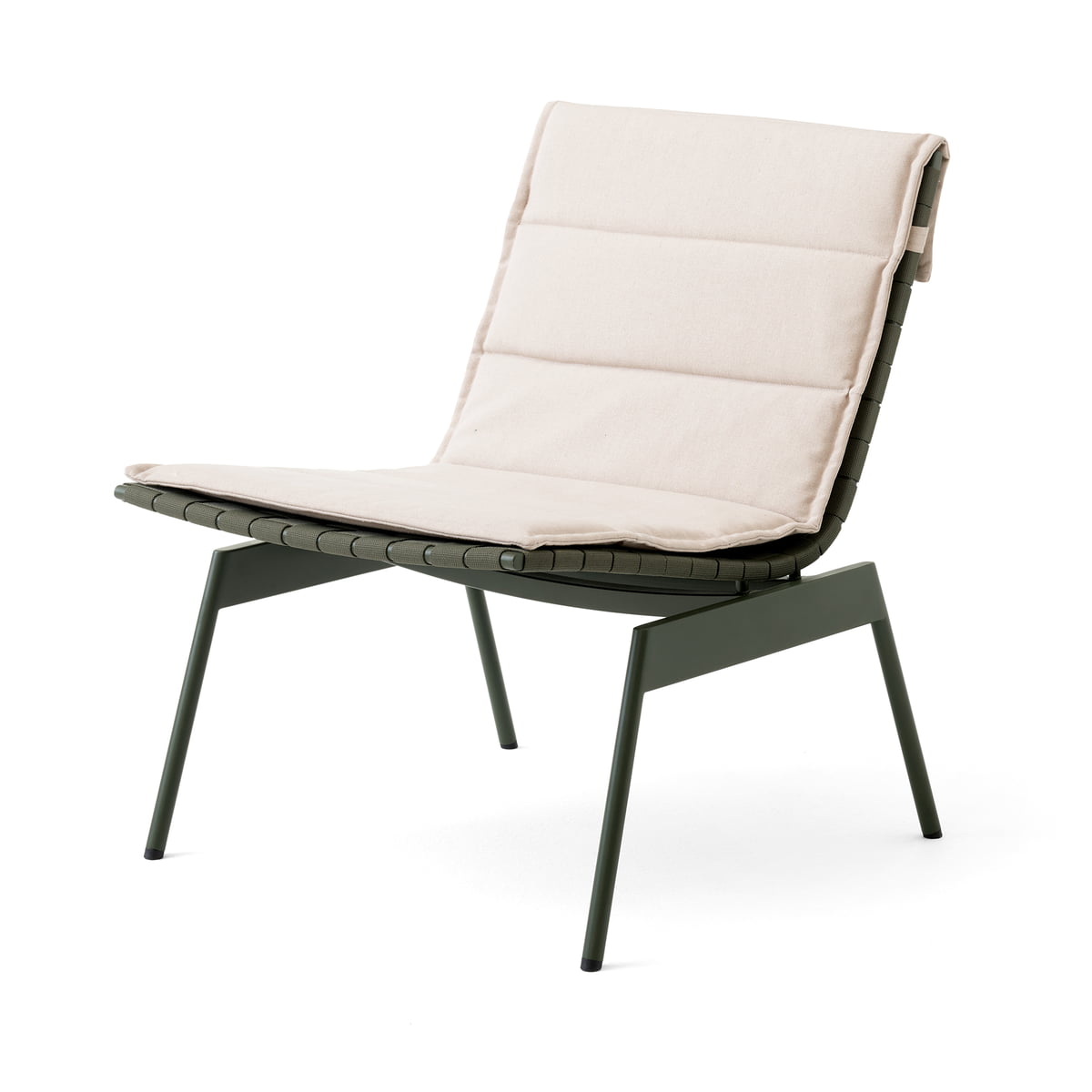 & Tradition - Ville AV44 Outdoor Lounge Chair , bronze green avec coussin d'assise, beige
