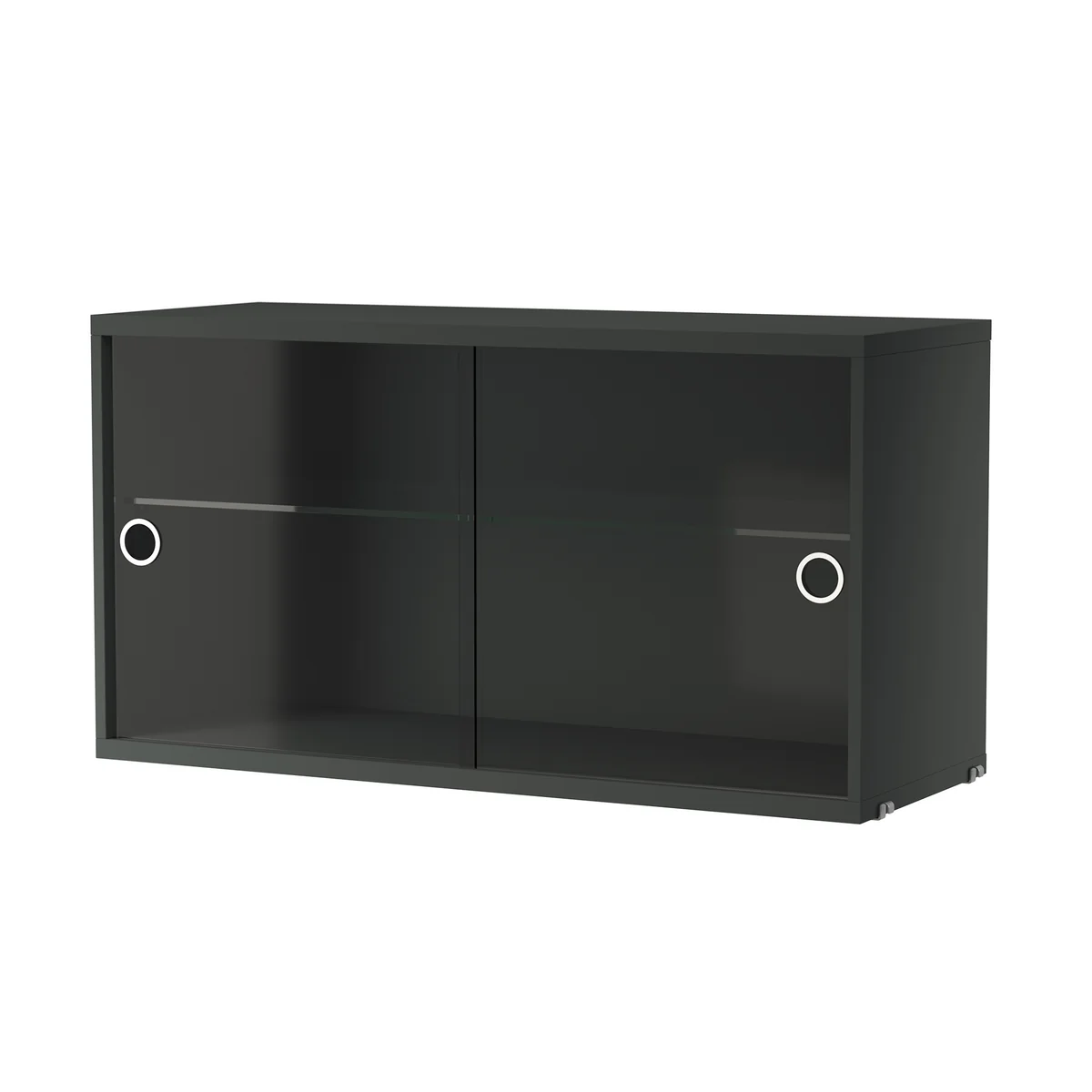 String - Armoire vitrine avec portes coulissantes en verre 78 x 30 cm, gris foncé String - Armoire vitrine avec portes coulissantes en verre 78 x 30 cm, gris foncé
