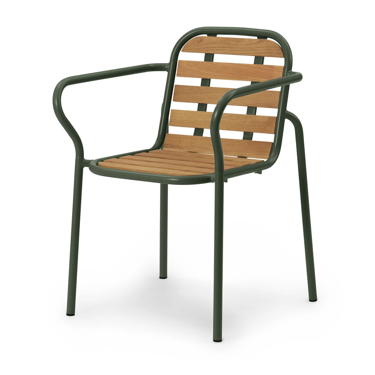Normann Copenhagen - Vig Outdoor Chaise avec accoudoirs, robinier naturel / vert foncé
