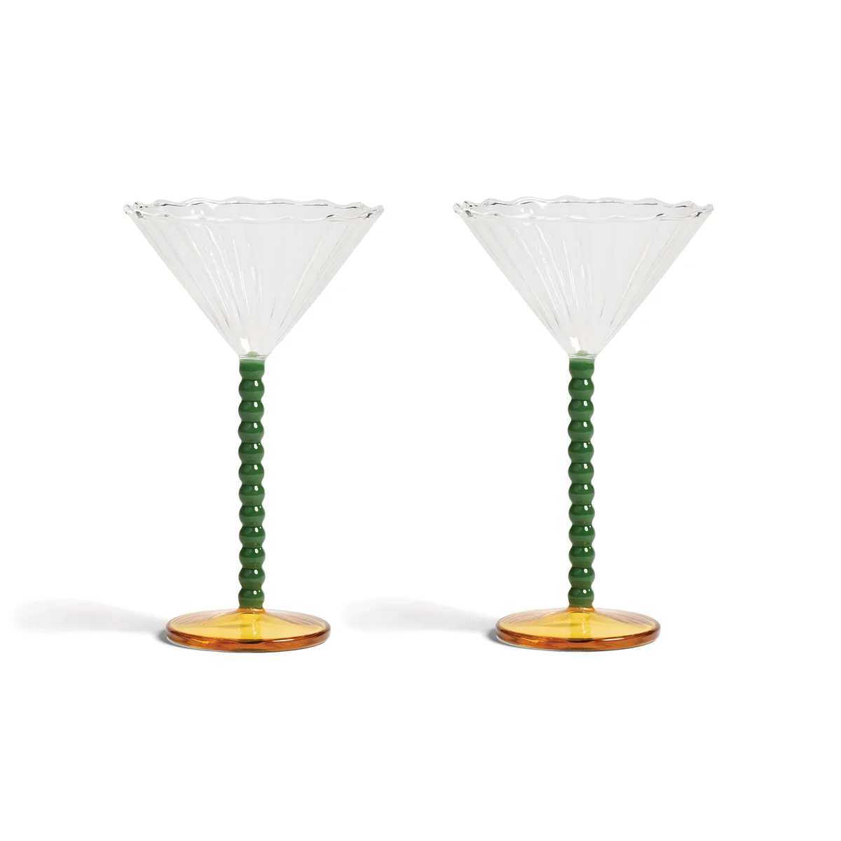 & klevering - Coupe Perle verre à cocktail, vert (set de 2) & klevering - Coupe Perle verre à cocktail, vert (set de 2)