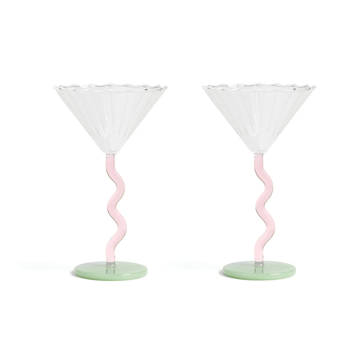 & klevering - Coupe Curve Verre à cocktail, rose (set de 2) & klevering - Coupe Curve Verre à cocktail, rose (set de 2)