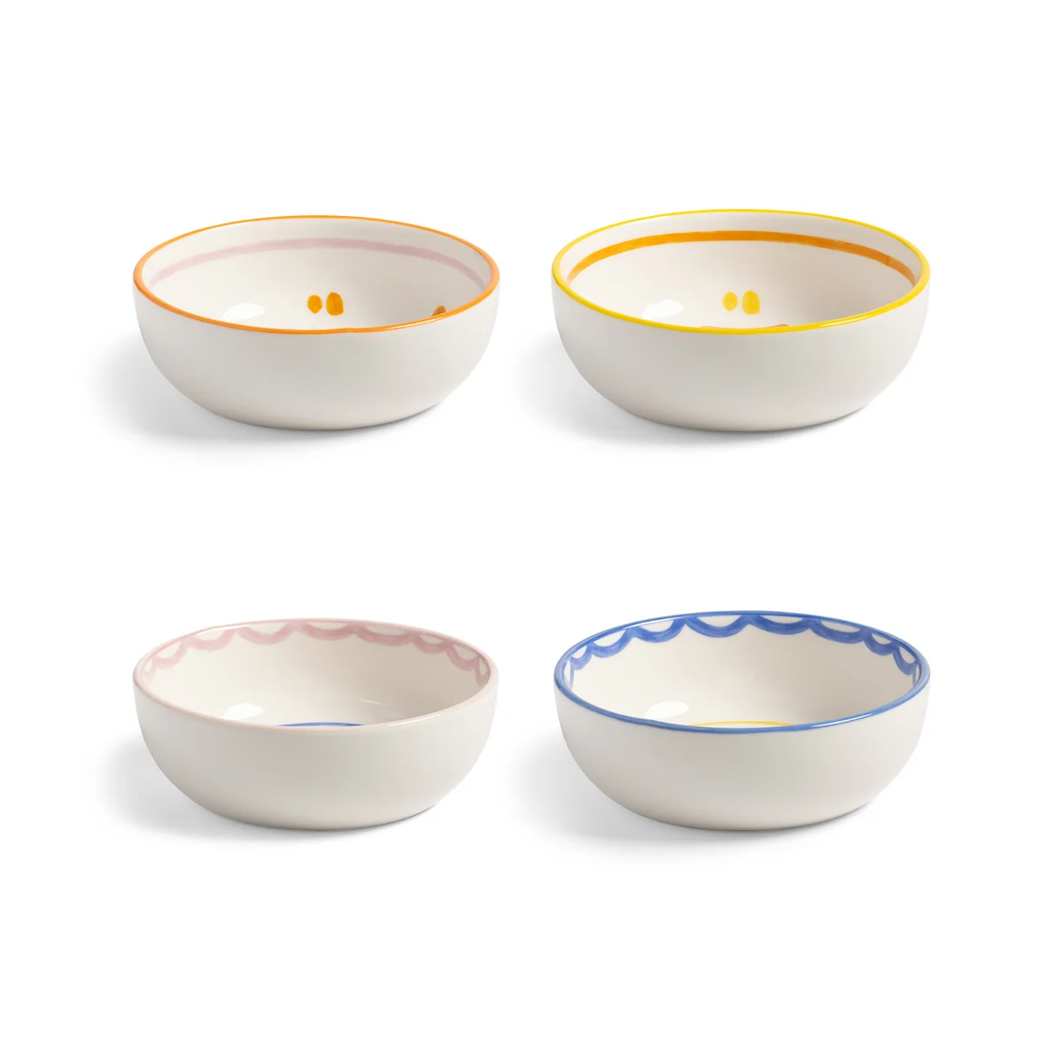 & klevering - Boavista Coupe Ø 12,5 cm, blanc / bleu / jaune (set de 4) & klevering - Boavista Coupe Ø 12,5 cm, blanc / bleu / jaune (set de 4)