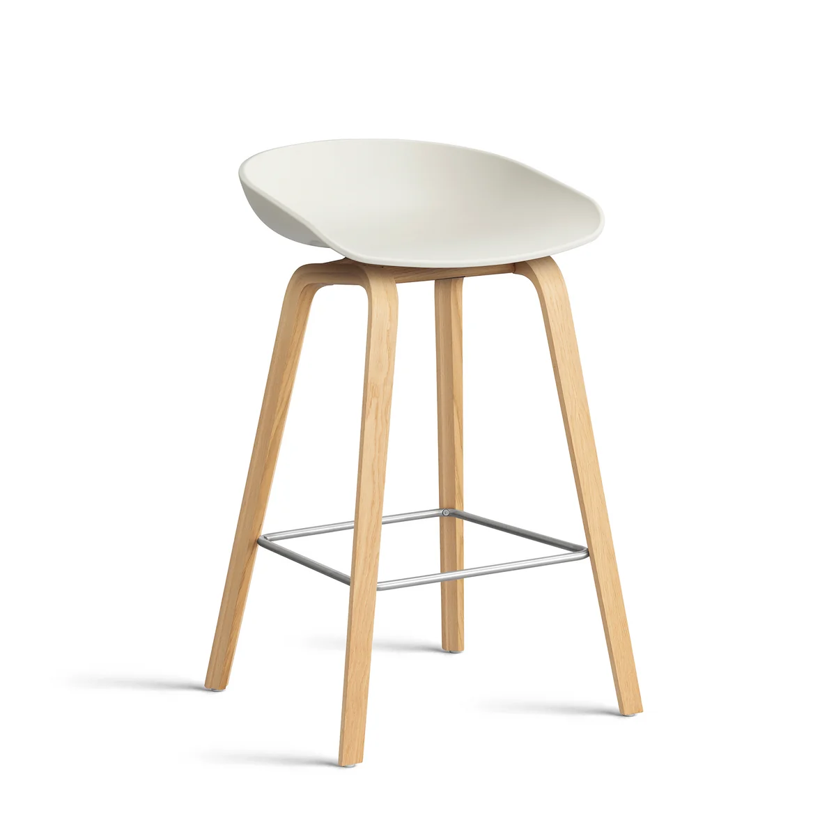 HAY - About A Stool AAS 32 H 65 cm, chêne laqué / acier inoxydable / melange cream 2. 0 (patins en plastique) HAY - About A Stool AAS 32 H 65 cm, chêne laqué / acier inoxydable / melange cream 2. 0 (patins en plastique)