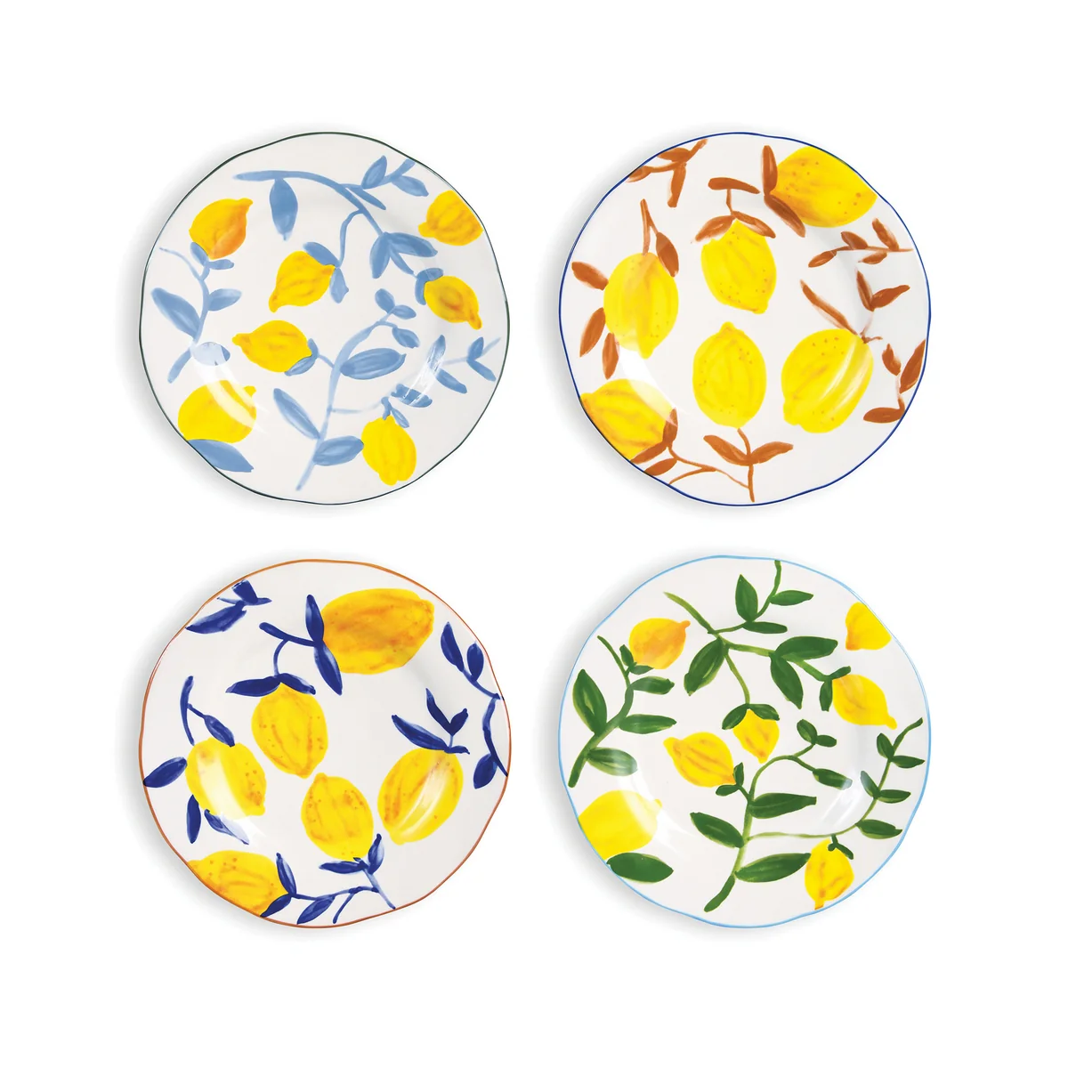 & klevering - Lemon Assiette branche, Ø 22 cm, multicolore (set de 4) & klevering - Lemon Assiette branche, Ø 22 cm, multicolore (set de 4)