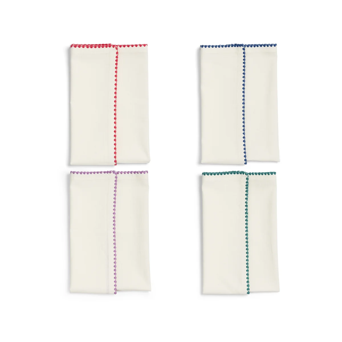 & klevering - Zigzag Serviette de table, 45 x 45 cm, multicolore (lot de 4)