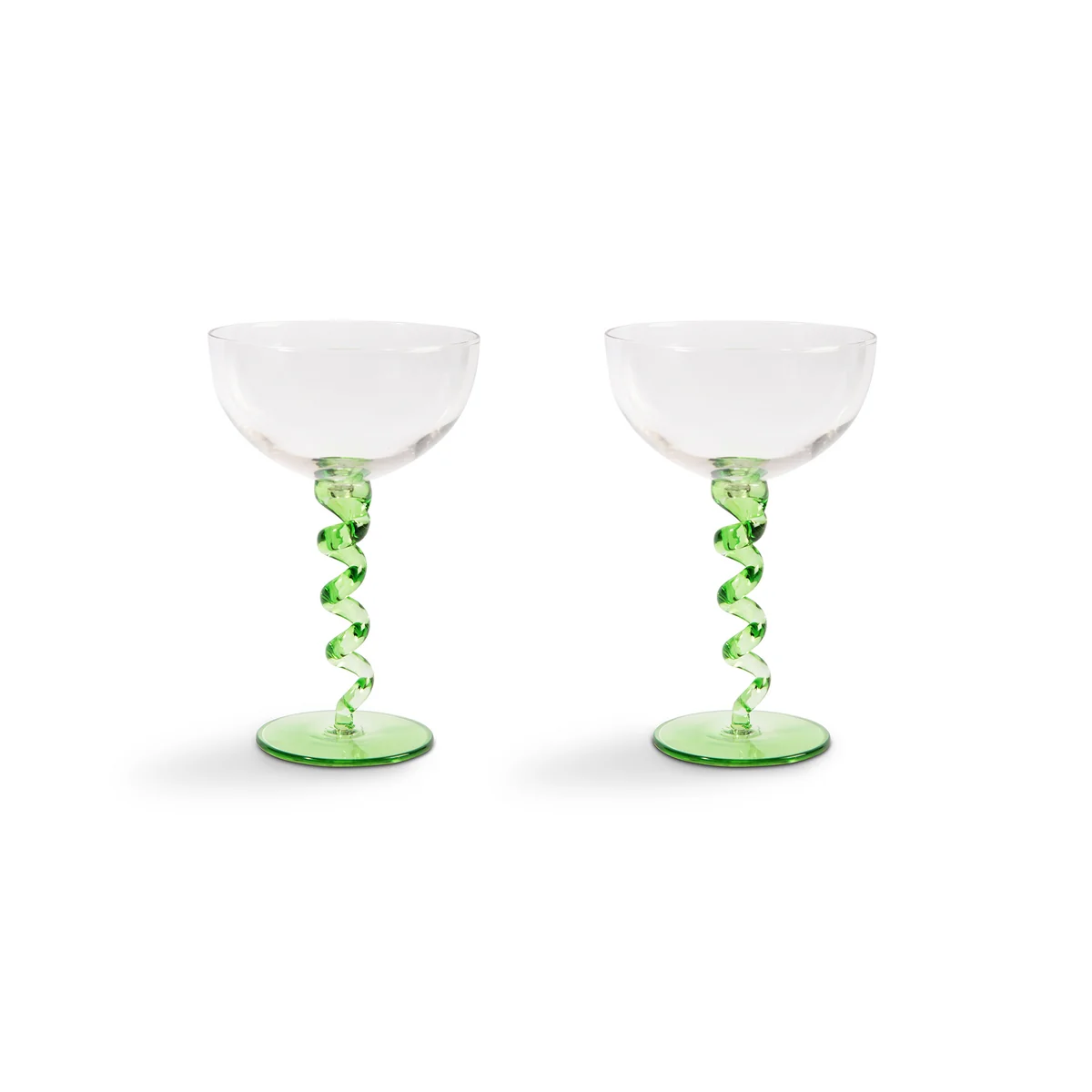 & klevering - Coupe Spiral Flûte à champagne, 0,2 L, vert (lot de 2) & klevering - Coupe Spiral Flûte à champagne, 0,2 L, vert (lot de 2)
