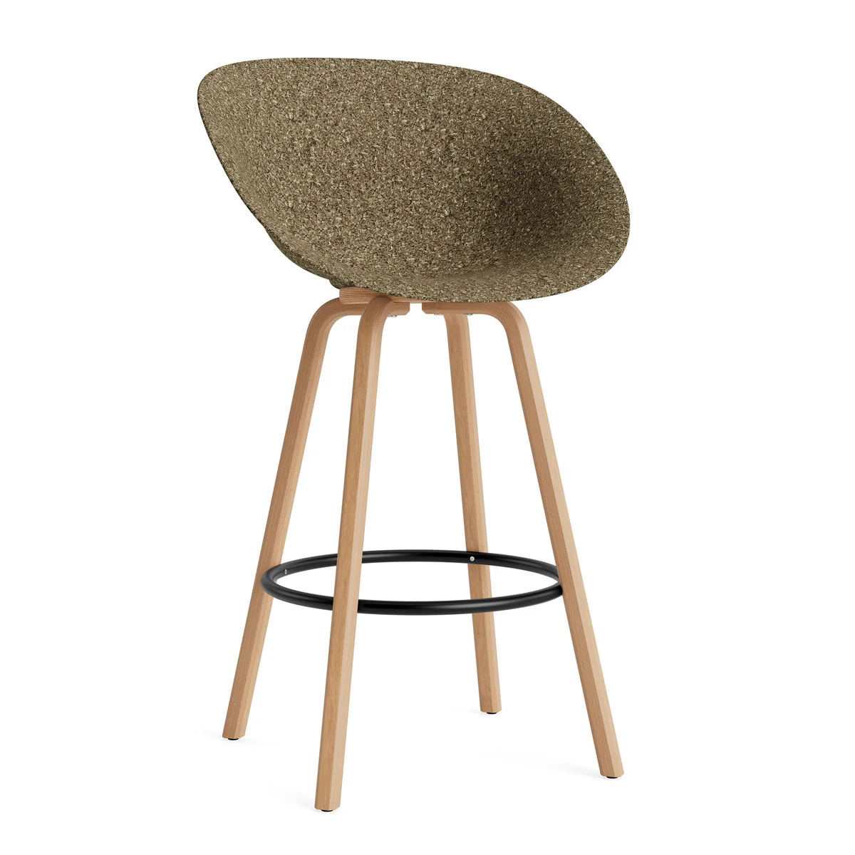 Normann Copenhagen - Mat chaise de bar avec accoudoirs 75 cm, seaweed / noir