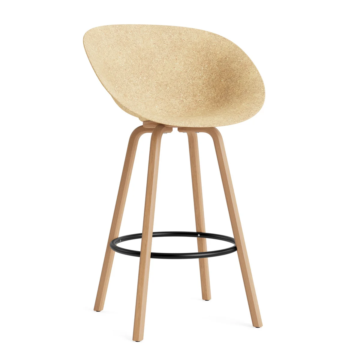 Normann Copenhagen - Mat chaise de bar avec accoudoirs 75 cm, hemp / noir