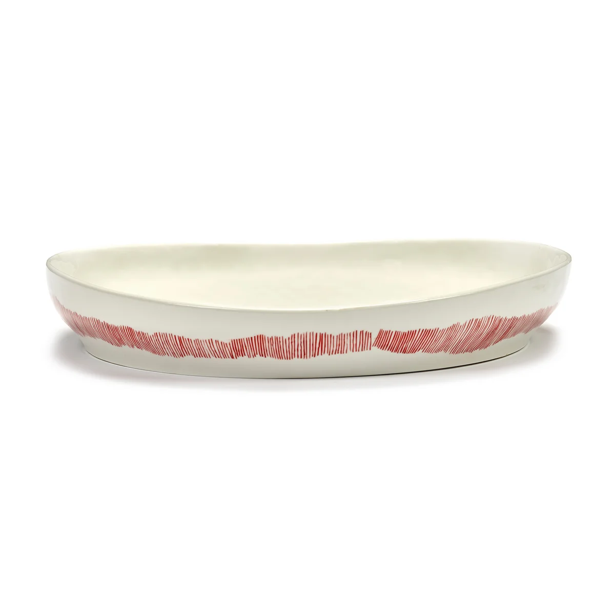 Serax - Feast plat de service M, white / red stripes Serax - Feast plat de service M, white / red stripes