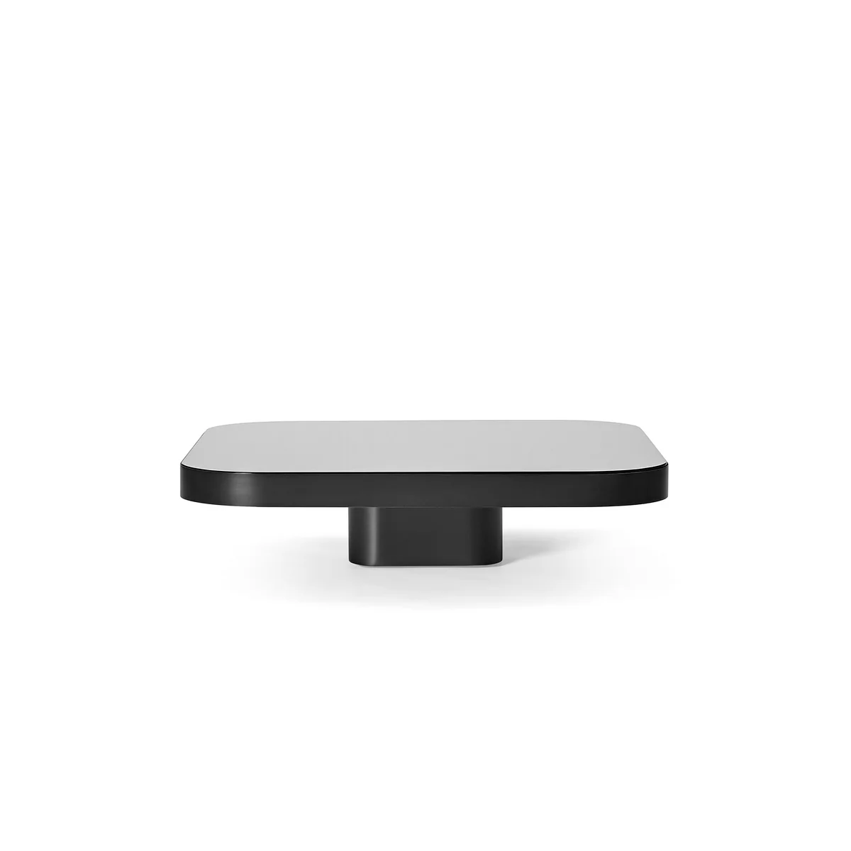 ClassiCon - Bow table basse, No. 1, 70 x 70 x 19 cm, acier noir / plateau en verre noir