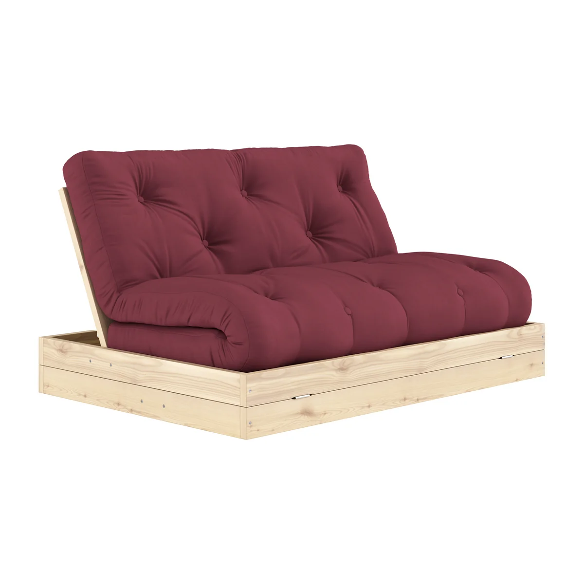 Karup - Flip Lit de jour, 140 x 200 cm, pin naturel / bordeaux (710)