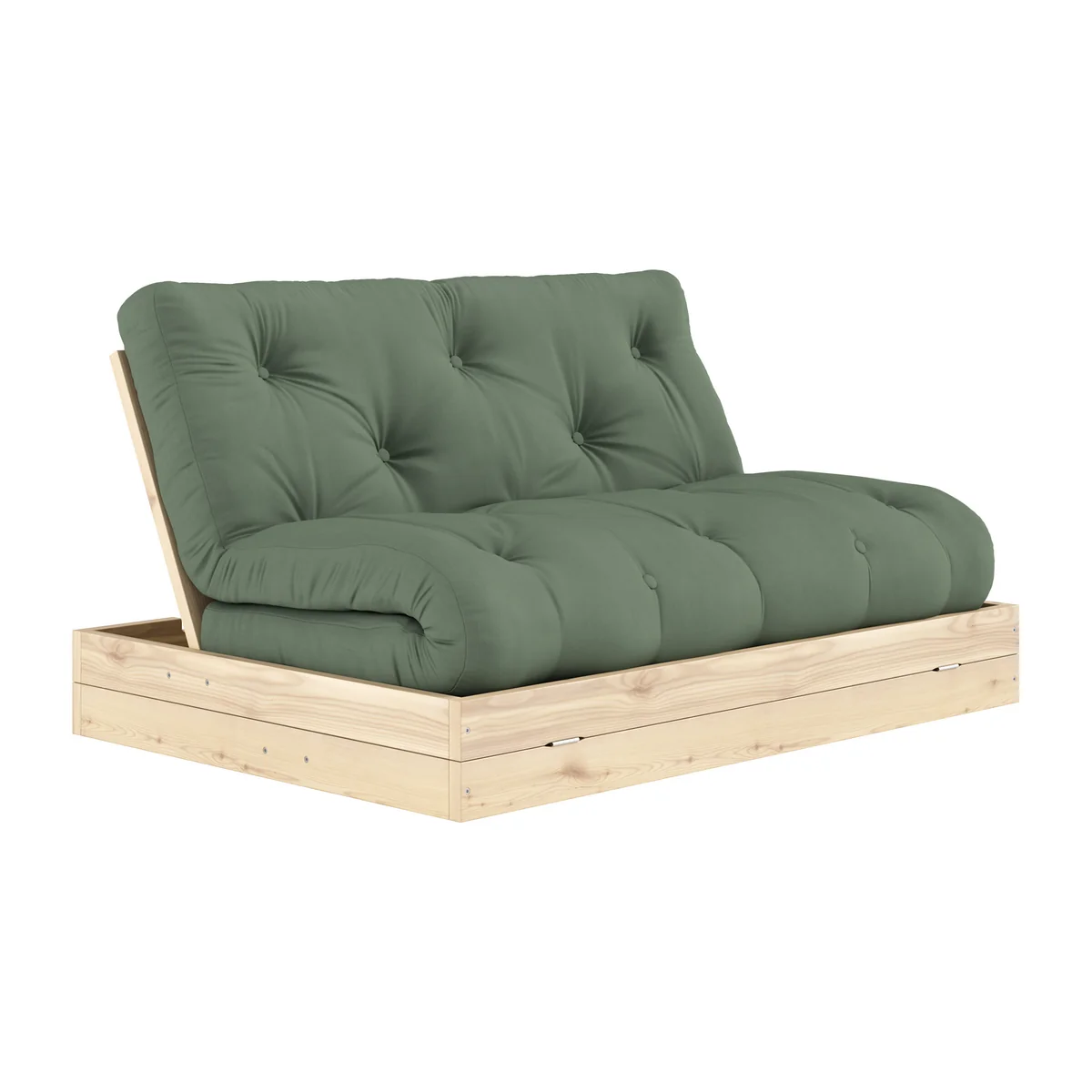 Karup - Flip Lit de jour, 140 x 200 cm, pin naturel / vert olive (756)