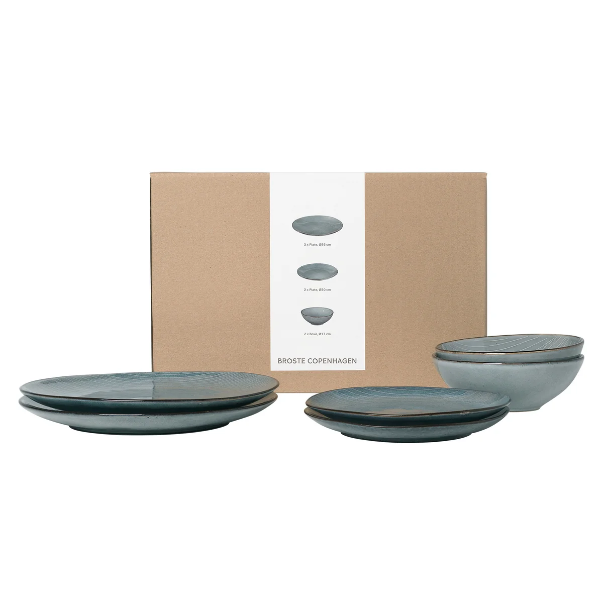Broste Copenhagen - Nordic Sea Set de déjeuner, soft blue (6 pièces)