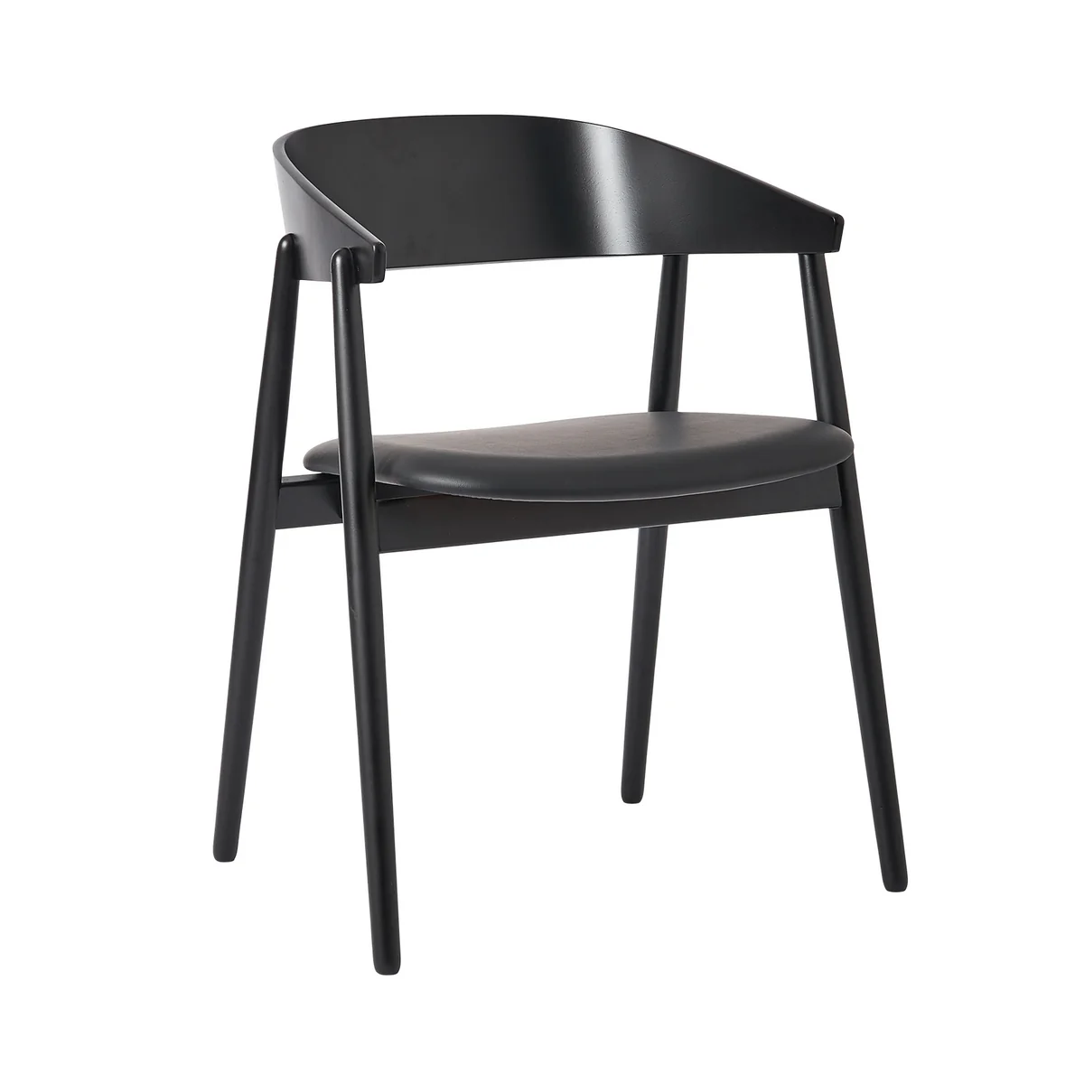 Andersen Furniture - AC2 Chaise, hêtre laqué noir / cuir PU noir Andersen Furniture - AC2 Chaise, hêtre laqué noir / cuir PU noir