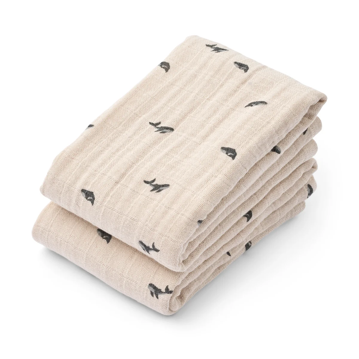 LIEWOOD - Linge en mousseline de coton bio Lewis, mini baleine, sable (lot de 2)
