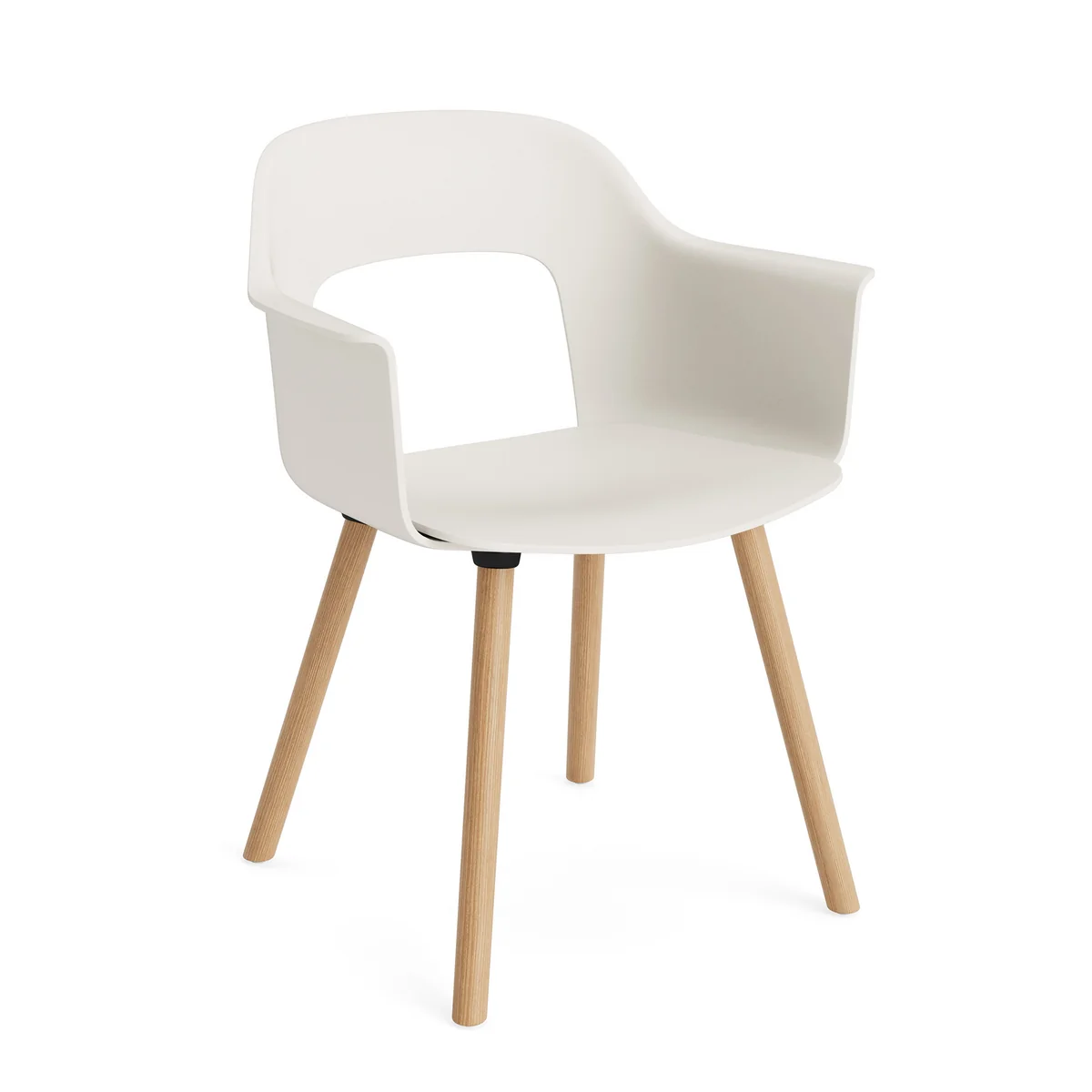 HAY - Layout 211 Chaise avec accoudoirs, chêne / blanc crème (patins en plastique)