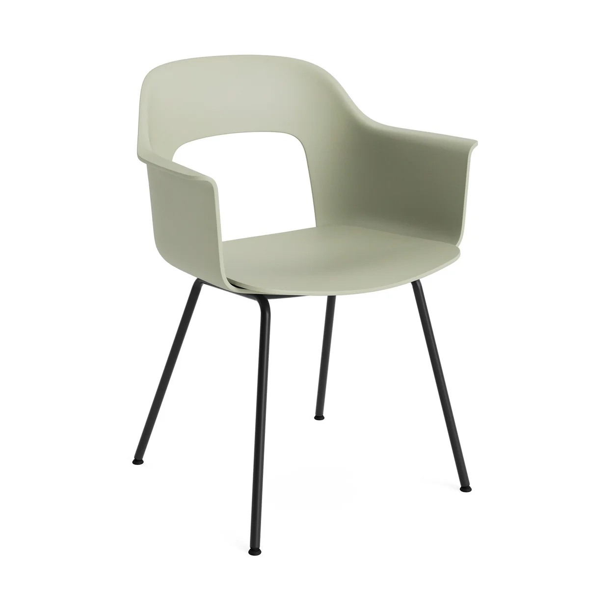 HAY - Layout 211 Chaise avec accoudoirs, noir / pastel green (patins en plastique)