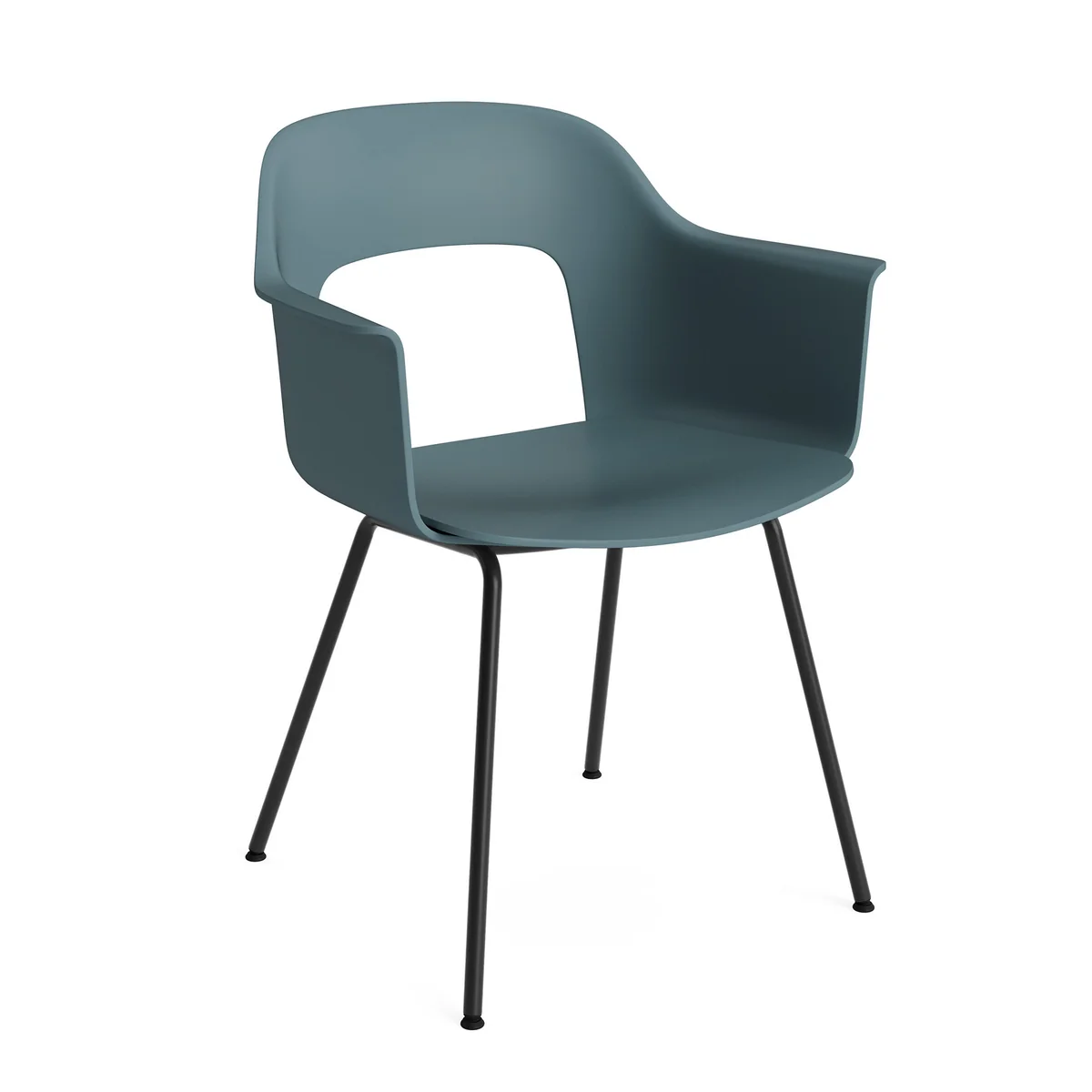 HAY - Layout 211 Chaise avec accoudoirs, noir / ocean (patins en plastique)